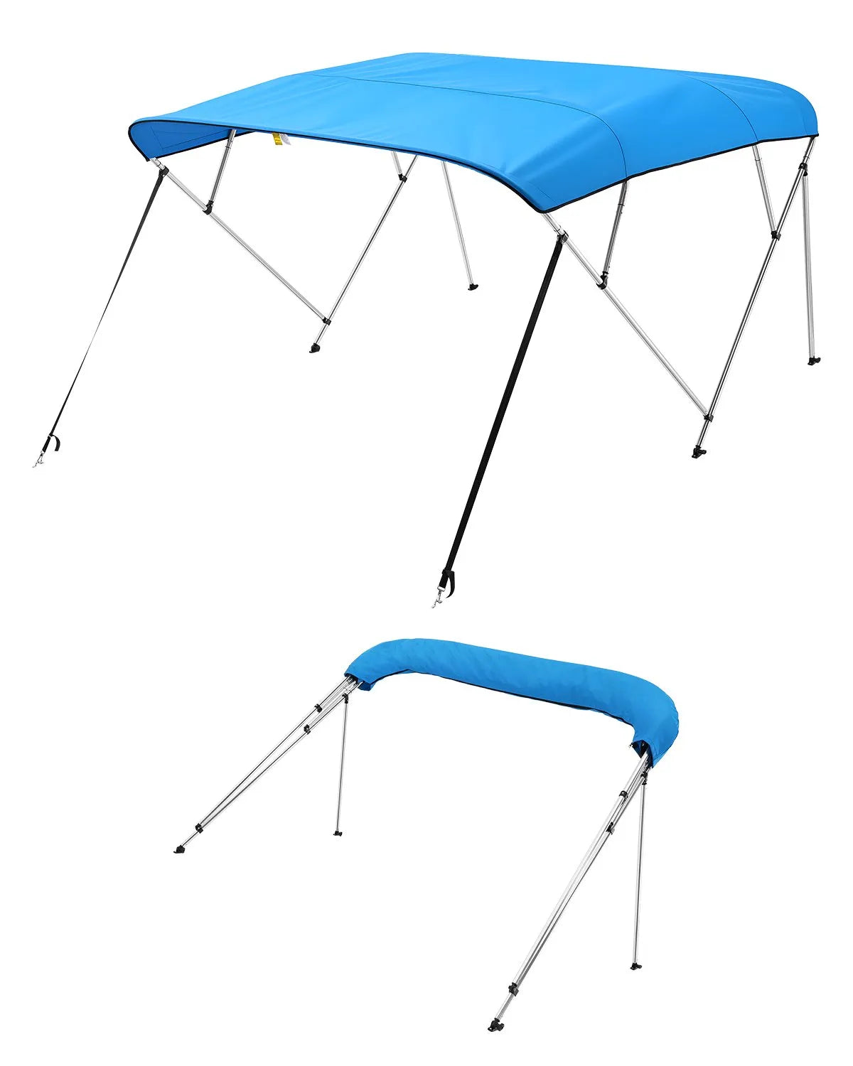 4 Bow Boat Bimini Top 96" L x 85"-90" W x 54" H, 600D Waterproof Canopy with Aluminum Frame, Pacific Blue