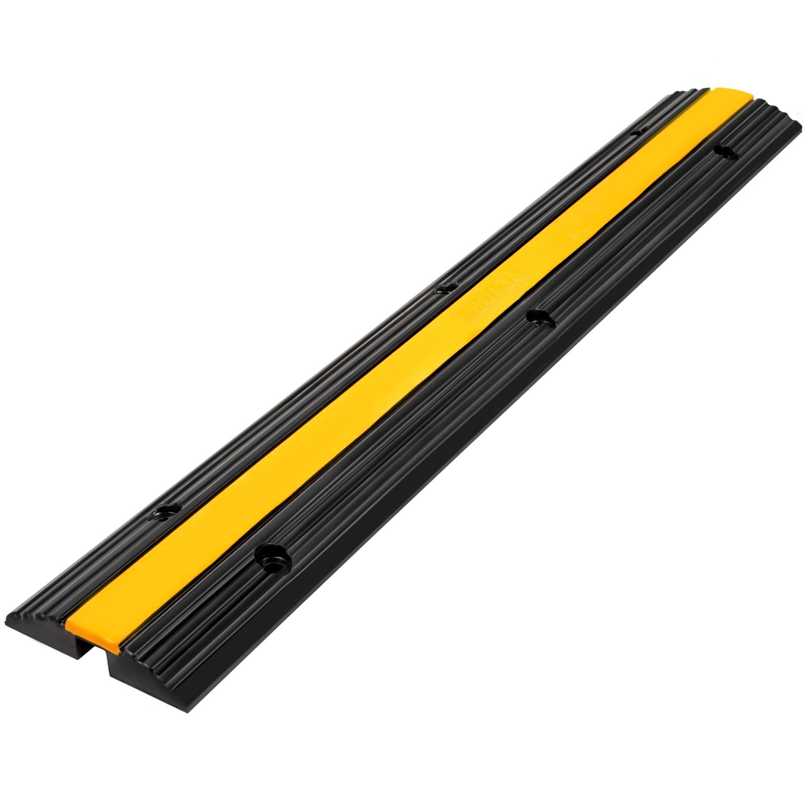 VEVOR 4 Pack of 1-Channel Rubber Cable Protector Ramps Heavy Duty 18000Lbs Load Capacity Cable Wire Cord Cover Ramp Speed Bump Driveway Hose Cable Ramp Protective Cover 