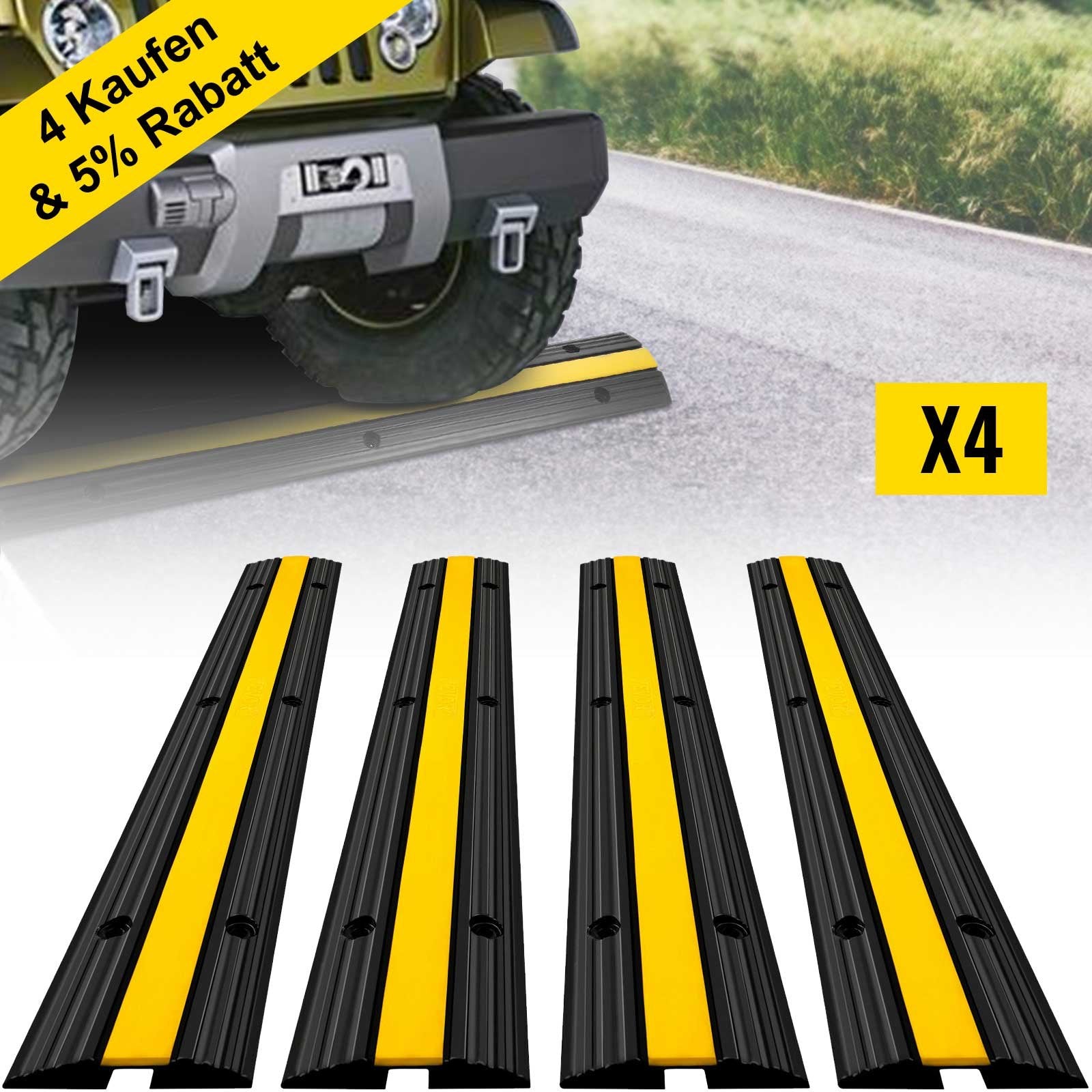 VEVOR 4 Pack of 1-Channel Rubber Cable Protector Ramps Heavy Duty 18000Lbs Load Capacity Cable Wire Cord Cover Ramp Speed Bump Driveway Hose Cable Ramp Protective Cover 
