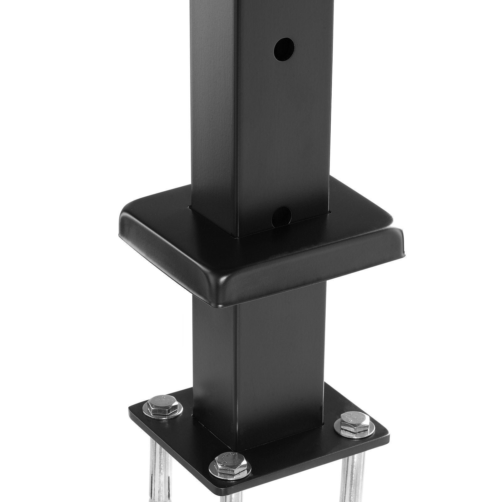 VEVOR 4-Pack Cable Railing Post, 42" x 1" x 2" Steel Horizontal Hole Deck Railing Post, 12 Pre-Drilled Holes, SUS304 Stainless Steel Cable Rail Post with Horizontal and Curved Bracket, Black 