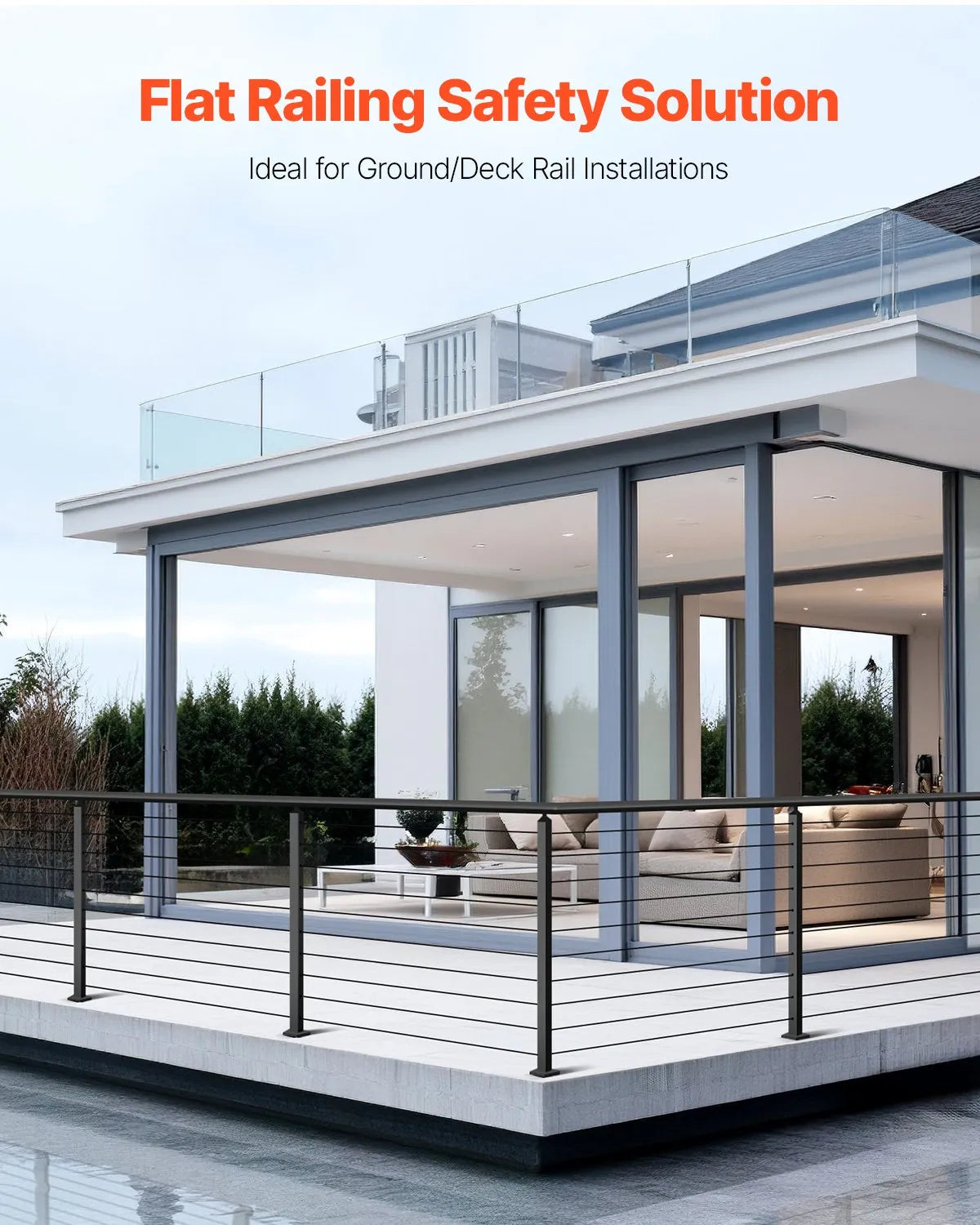 VEVOR Cable Railing Post 36x2x2 In Horizontal-Hole Post 4JZLGZXHS914MY65M001V0