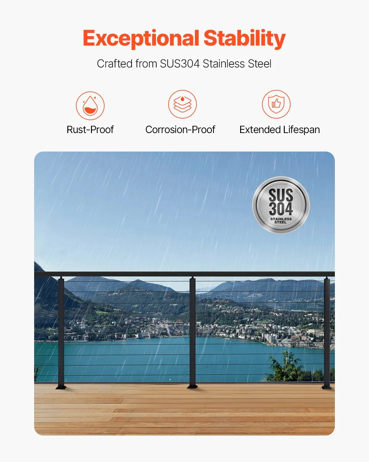 VEVOR Cable Railing Post 36x1x2 In Horizontal-Hole Post 4JZLGZXHS914UUOI6001V0