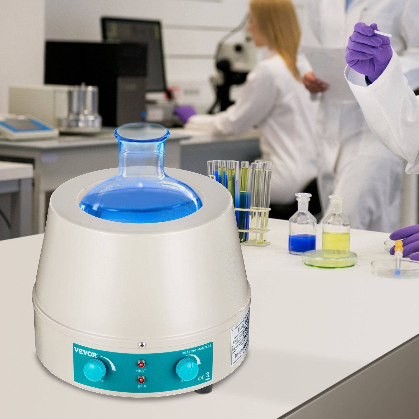 VEVOR Heating Mantle 500ml Magnetic Stirrer Heating Mantle 0-1600rpm Heating Mantle Magnetic Stirrer 250W Lab Magnetic Stir Plate for Liquid Heating and Stirring (500ml) 