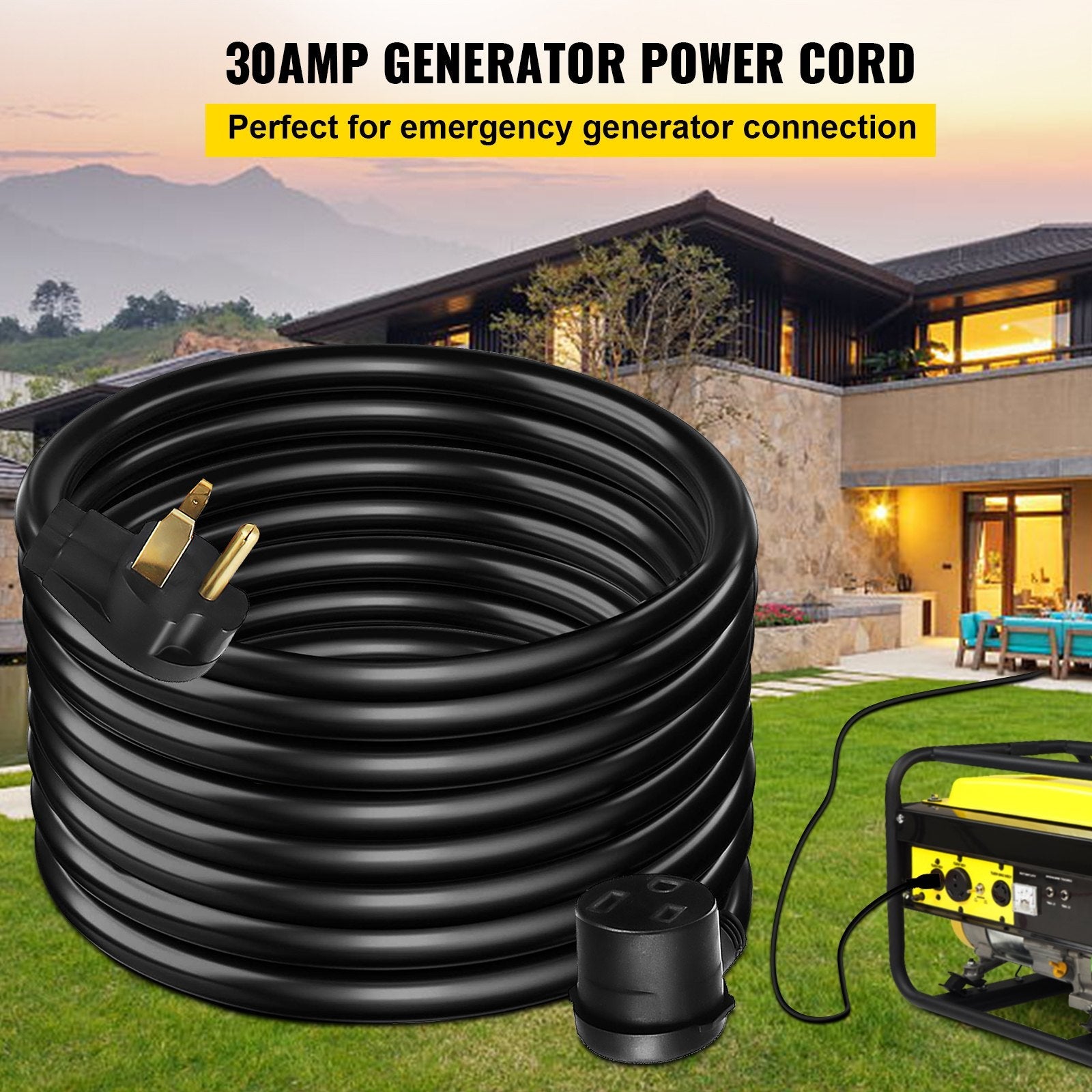 VEVOR Extension Cord, 50ft 250 Volt, 10 Gauge Heavy Duty Outdoor Welder Extension Cord with 10 Awg 3 Prong, 30 Amp Power Extension for Welding Machines, NEMA 6-50 Plug, ETL Approved, Black 