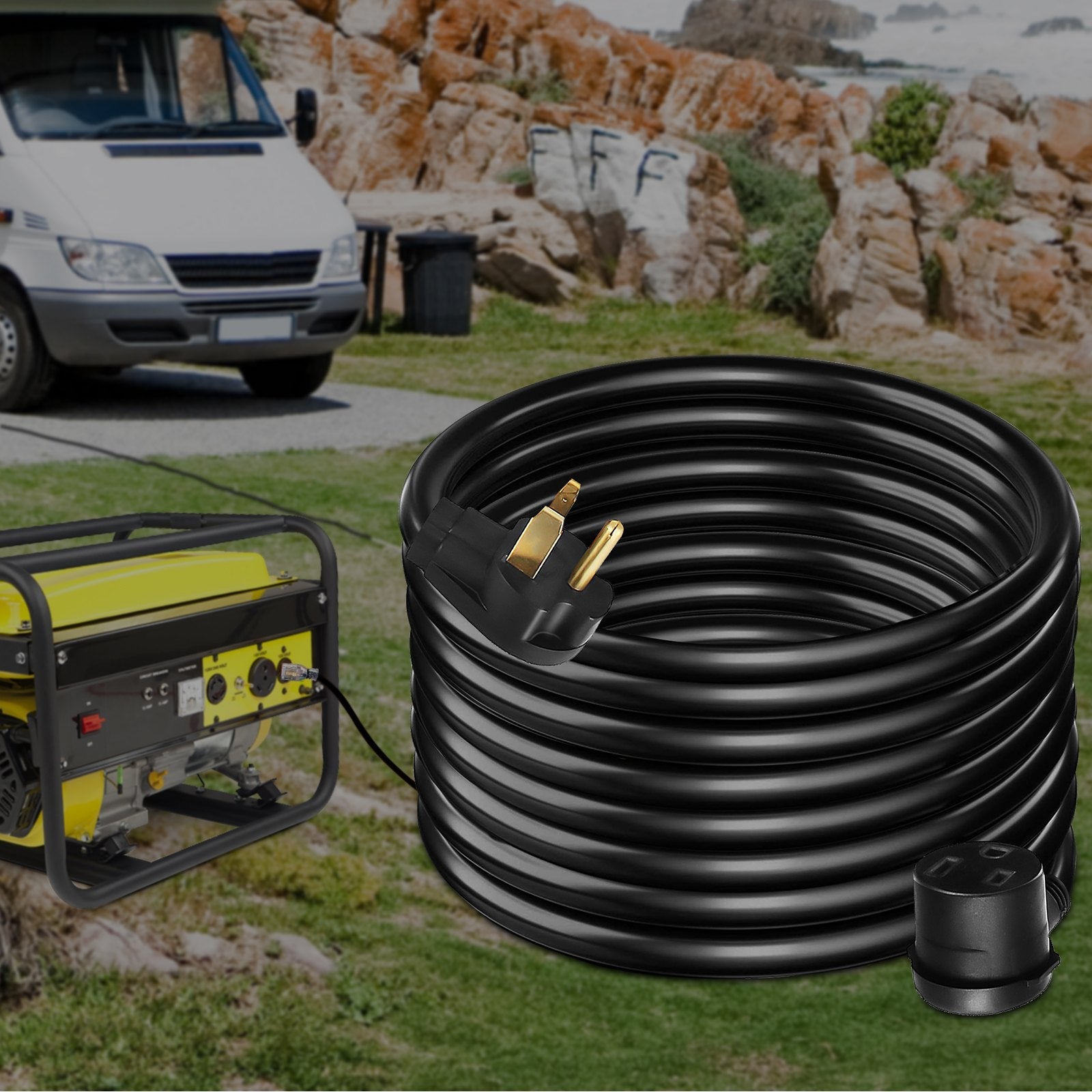 VEVOR Extension Cord, 50ft 250 Volt, 10 Gauge Heavy Duty Outdoor Welder Extension Cord with 10 Awg 3 Prong, 30 Amp Power Extension for Welding Machines, NEMA 6-50 Plug, ETL Approved, Black 