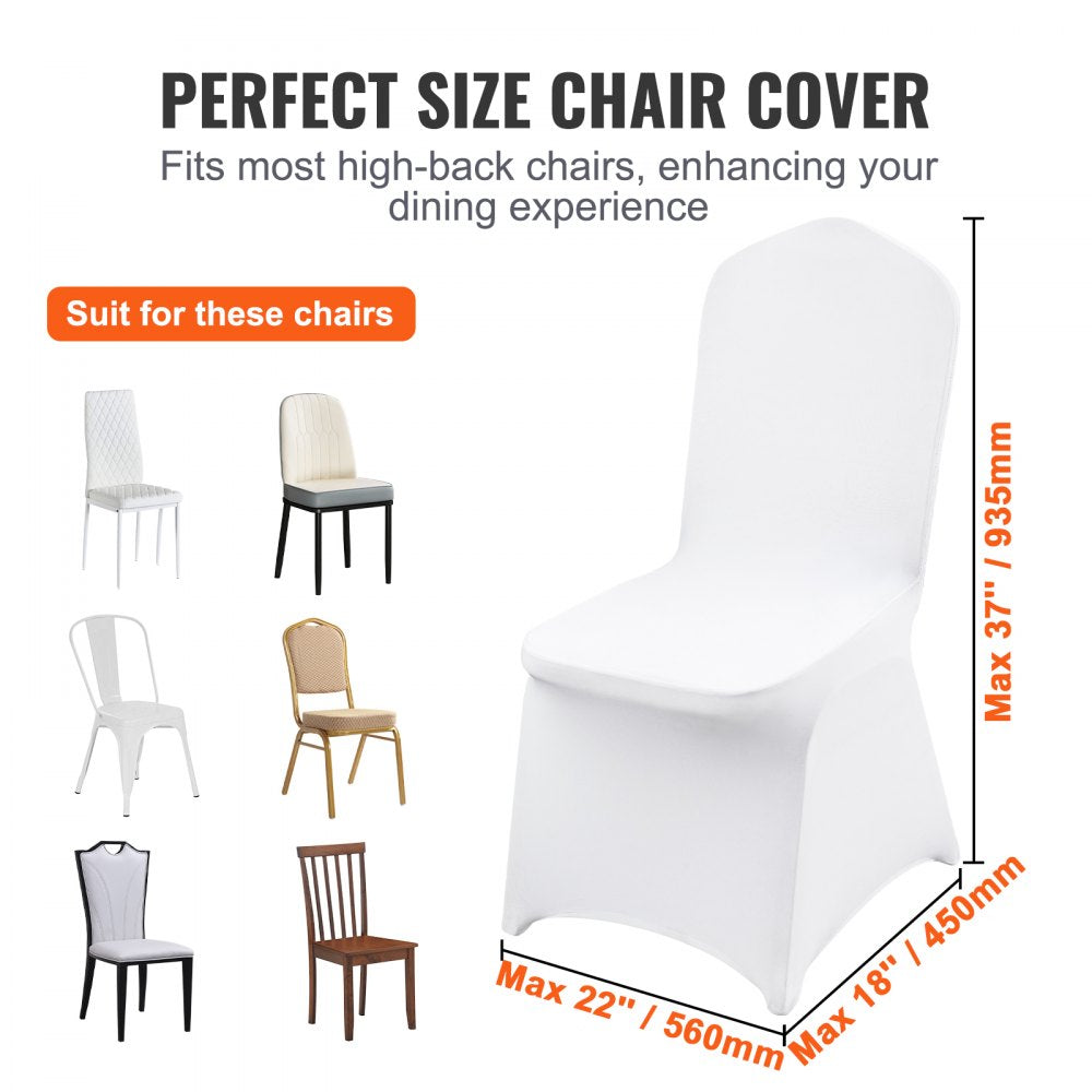 VEVOR Stretch Spandex Folding Chair Covers, Universal Fitted Chair Cover, Removable Washable Protective Slipcovers, for Wedding, Holiday, Banquet, Party, Celebration, Dining (50PCS White) 
