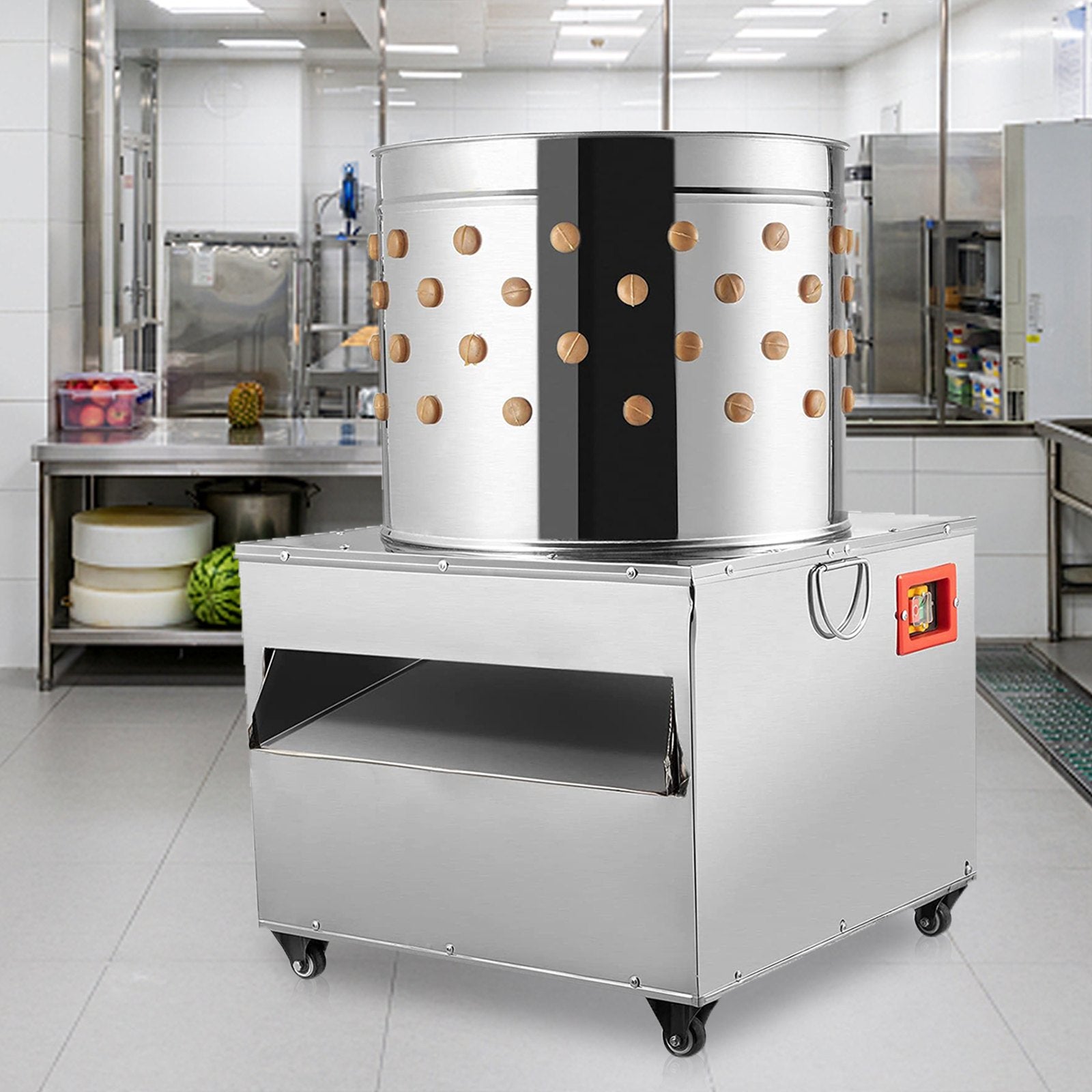 VEVOR Stainless Steel Chicken Plucker 20 Inch Barrel Diameter De-Feather Remover Poultry Machine 1500W 275R/min Barrel Diameter Heavy Duty Feather Plucking Machine 