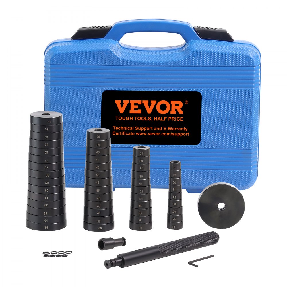 VEVOR 52PCS Custom Bushing Bearing & Seal Driver Set, Transmission Wheel Axle Bearing Race, Seal Driver Installer Remover, 18-65mm & 74mm Metric Discs Bush Removal Puller Bearing Press Tool Kit 