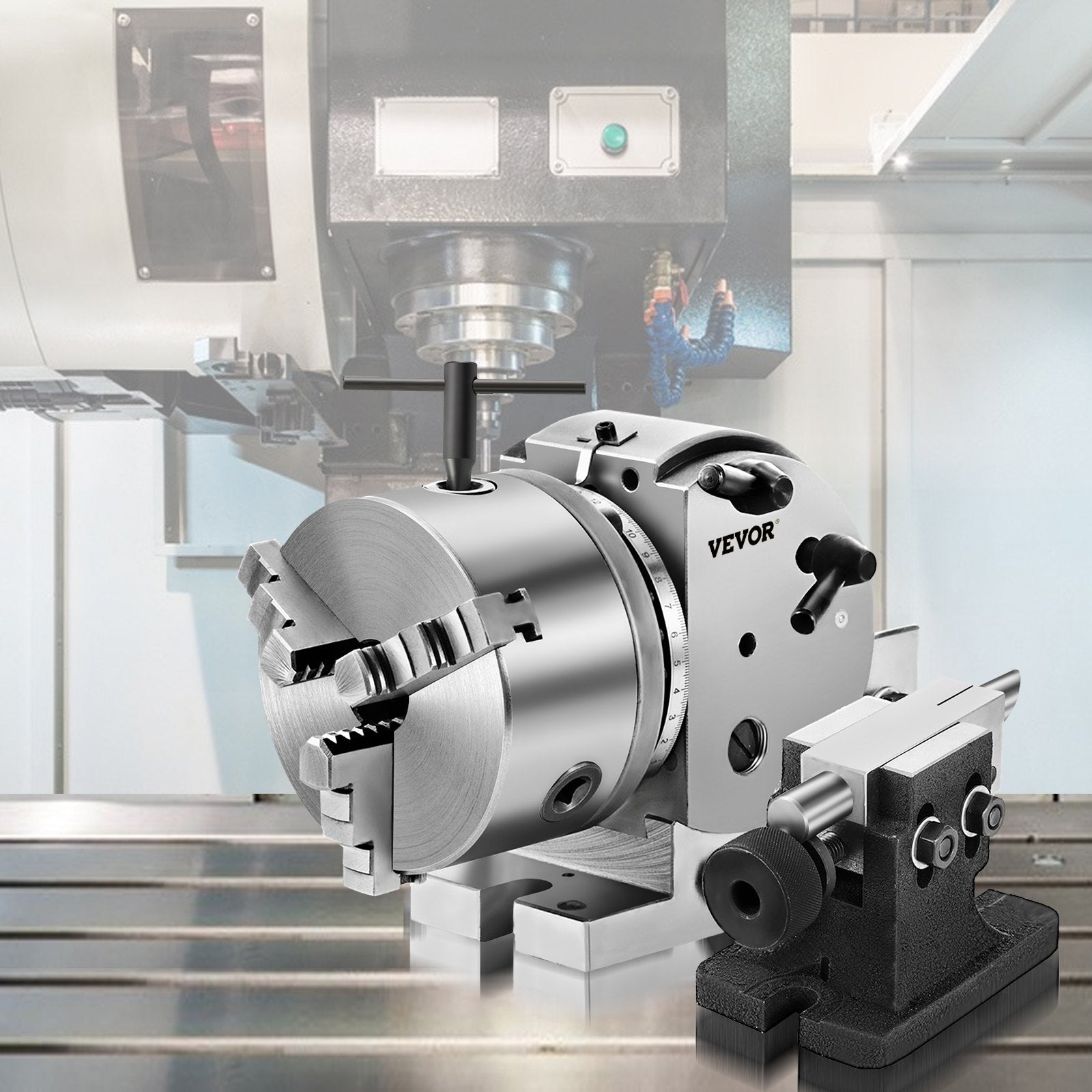 VEVOR Dividing Head BS-0 5Inch 3 Jaw Chuck Dividing Head Set Precision Semi Universal Dividing Head for Milling Machine Rotary Table Tailstock Milling Set (5 Inch Chuck) 