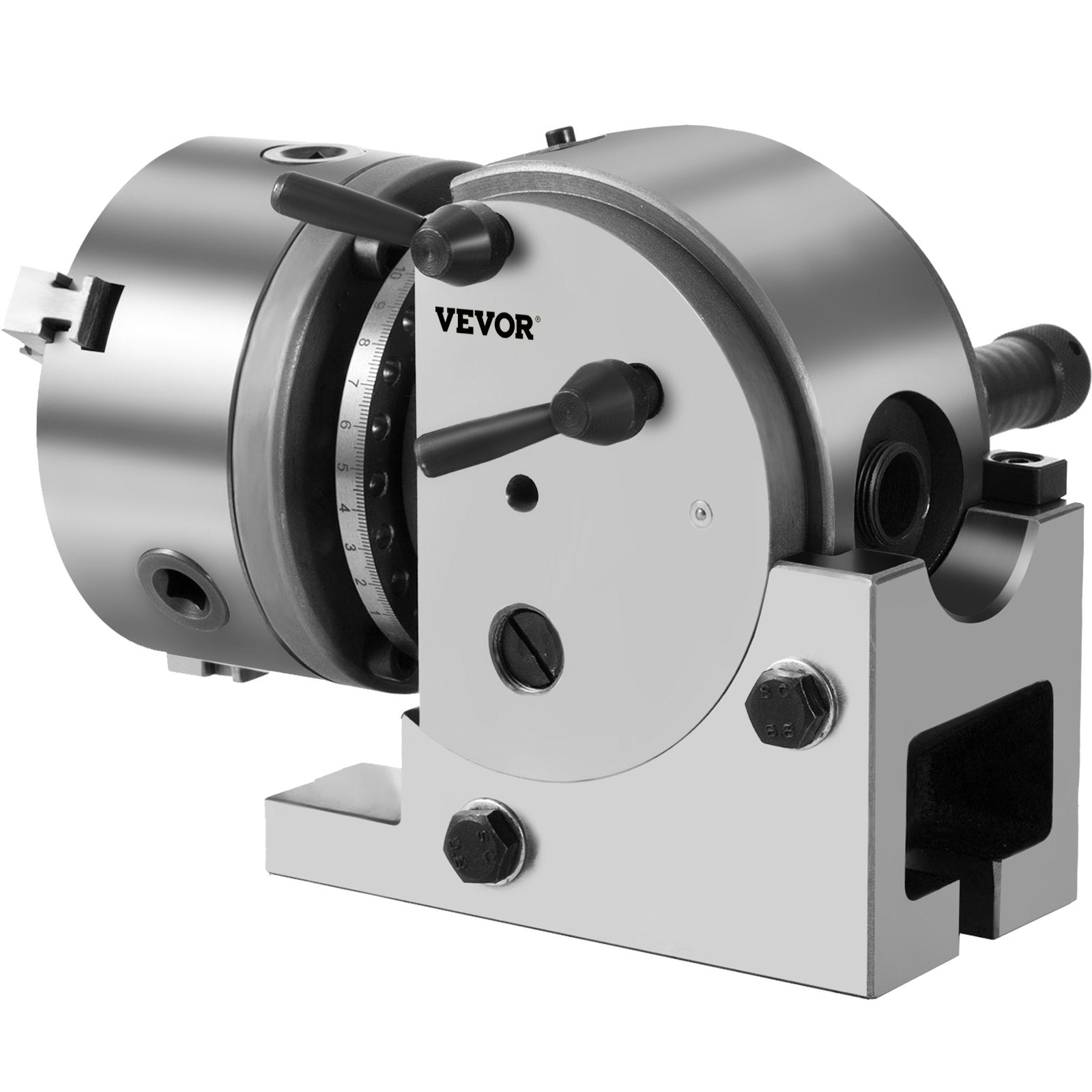 VEVOR Dividing Head BS-0 5Inch 3 Jaw Chuck Dividing Head Set Precision Semi Universal Dividing Head for Milling Machine Rotary Table Tailstock Milling Set (5 Inch Chuck) 