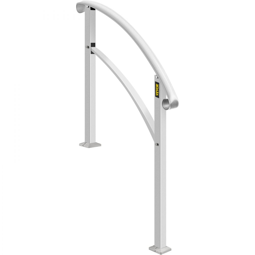 VEVOR Handrails for Outdoor Steps, Fit 1 or 5 Steps Outdoor Stair Railing, White Wrought Iron Handrail, Flexible Front Porch Hand Rail, Transitional Handrails for Concrete Steps or Wooden Stairs 
