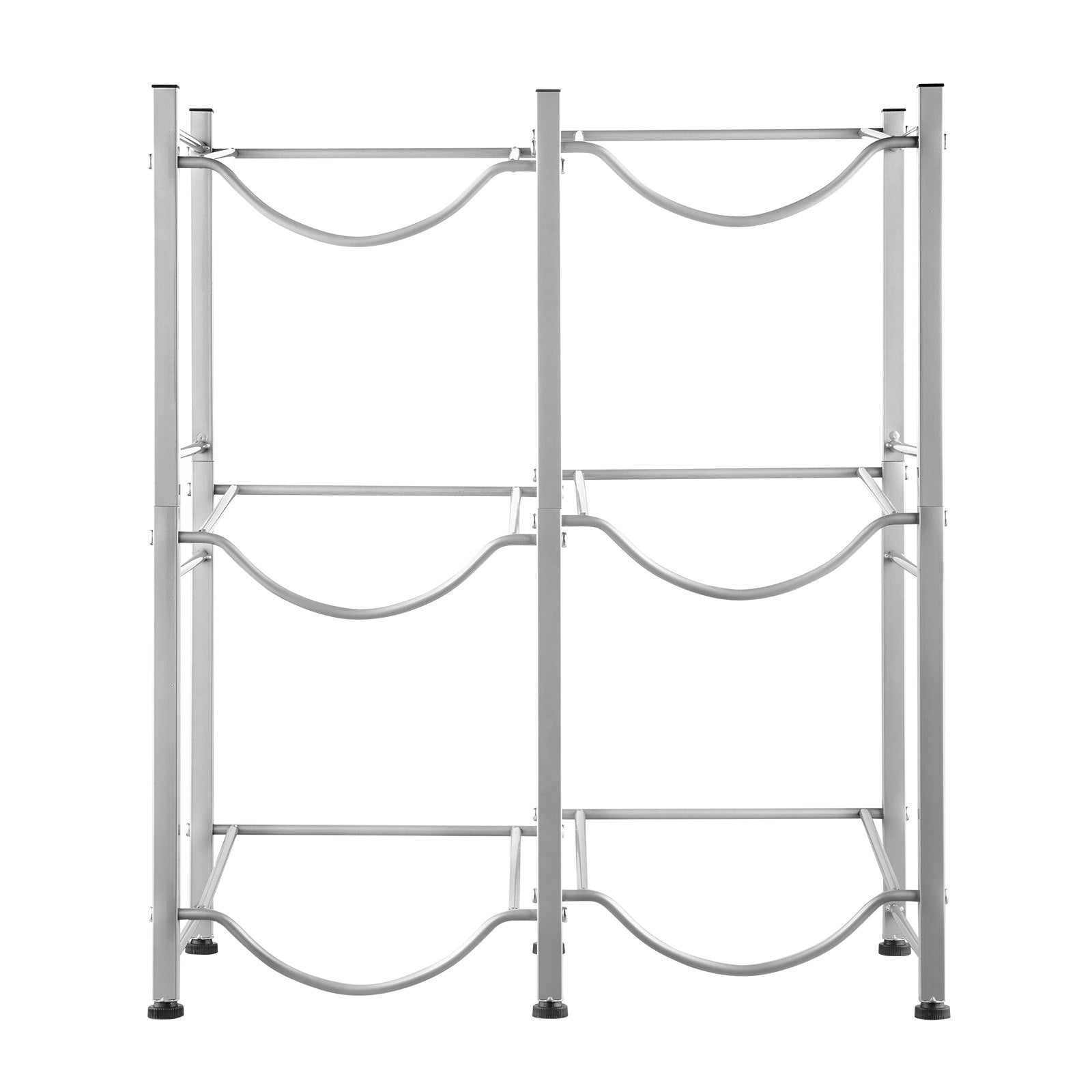 VEVOR 3 Tiers Water Jug Holder Double Row Water Bottle Rack for 6 Bottles Silver 