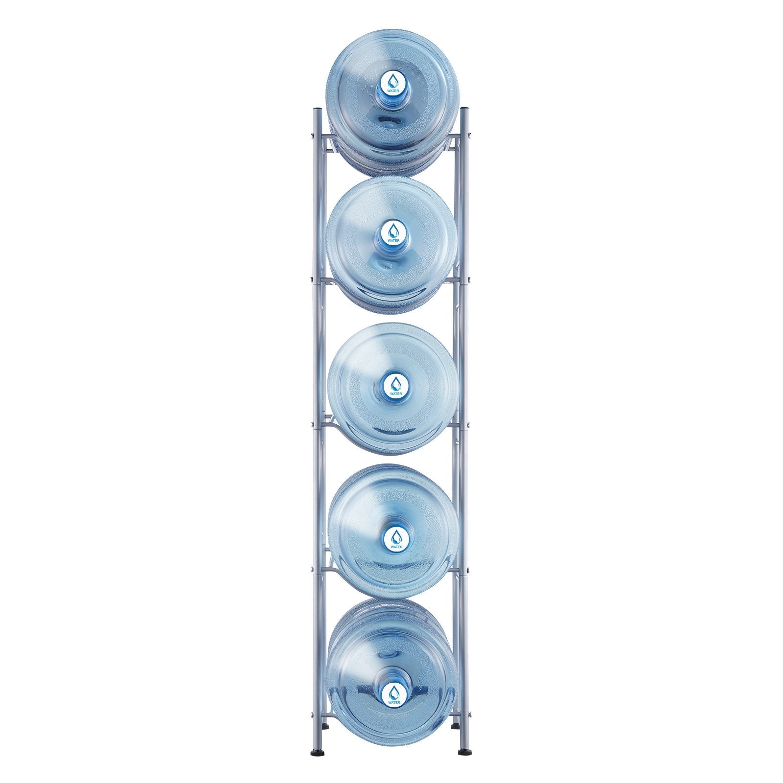 VEVOR 5 Tiers Water Jug Holder Single Row Water Bottle Rack for 5 Bottles Silver 