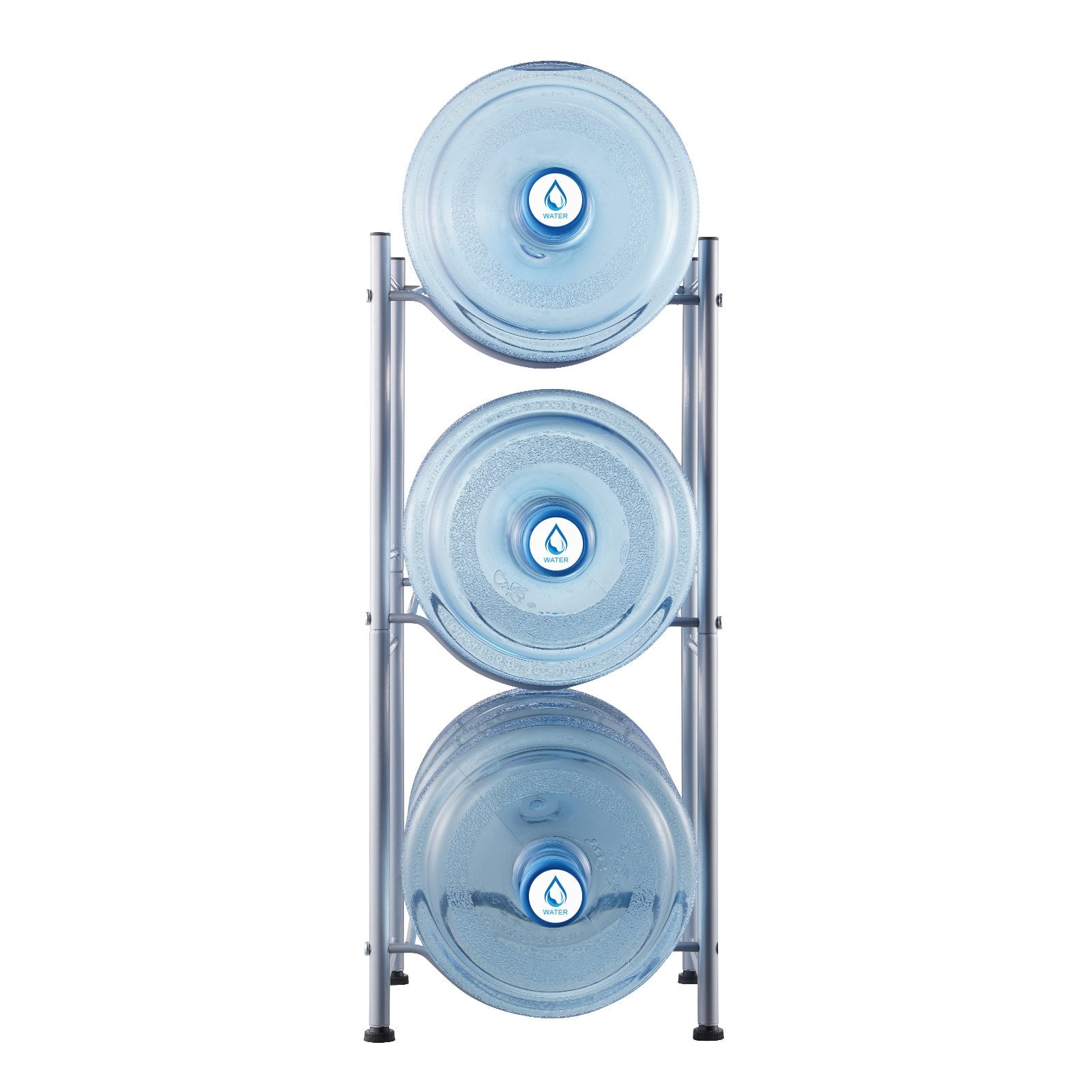 VEVOR 3 Tiers Water Jug Holder Single Row Water Bottle Rack for 3 Bottles Silver 
