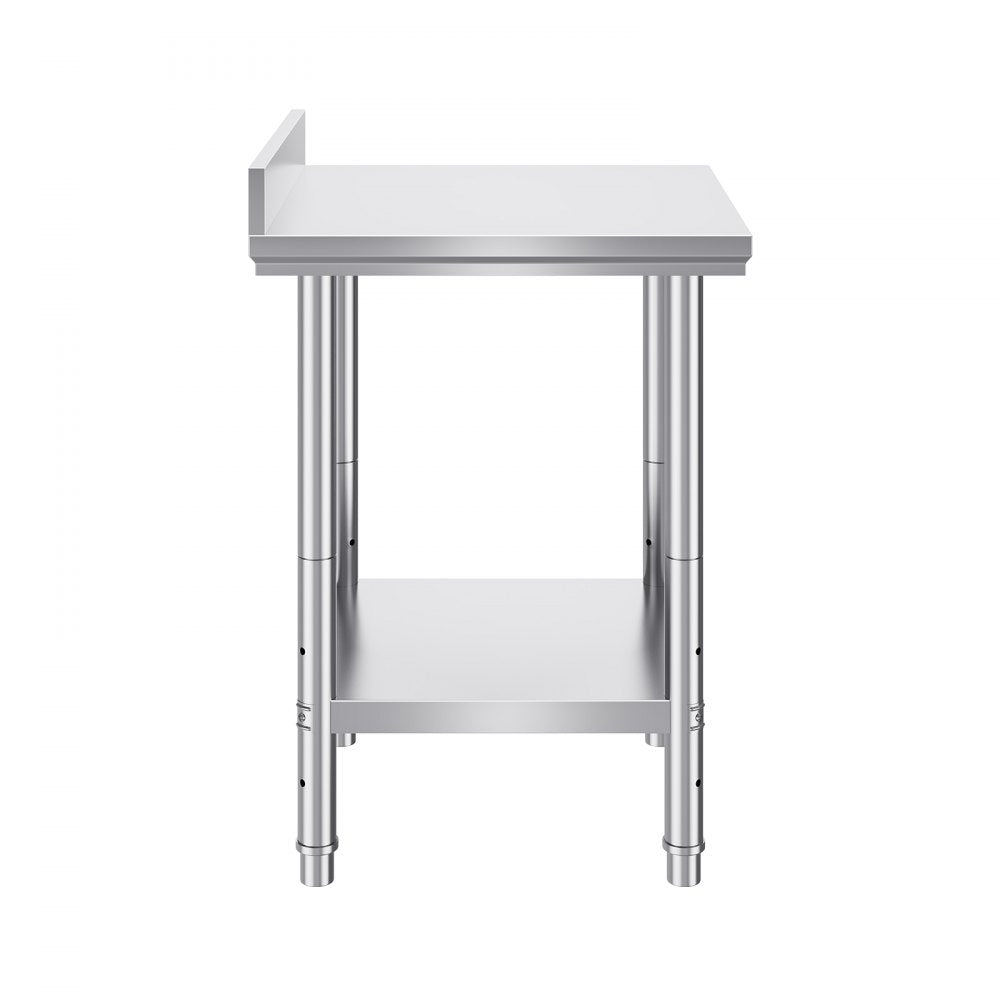 VEVOR Stainless Steel Work Table 24 x 24 x 34 Inch Commercial Food Prep Worktable Heavy Duty Prep Worktable Metal Work Table with Adjustable Feet for Restaurant, Home and Hotel 
