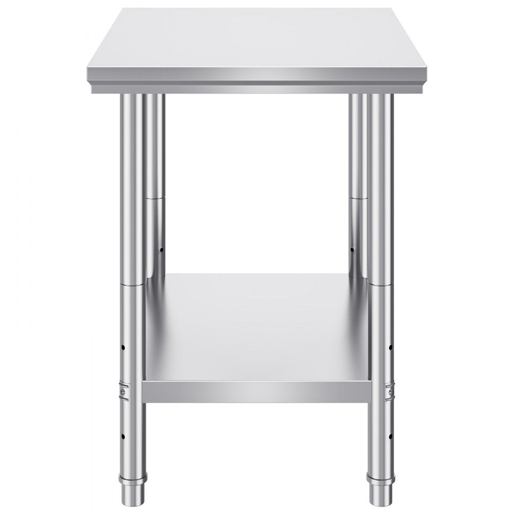 VEVOR Stainless Steel Work Table 24 x 30 x 32 Inch Commercial Food Prep Worktable for Home, Kitchen, Restaurant Metal Prep Table with Adjustable Feet 
