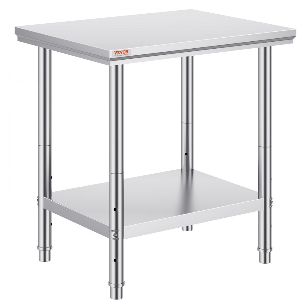 VEVOR Stainless Steel Work Table 24 x 30 x 32 Inch Commercial Food Prep Worktable for Home, Kitchen, Restaurant Metal Prep Table with Adjustable Feet 
