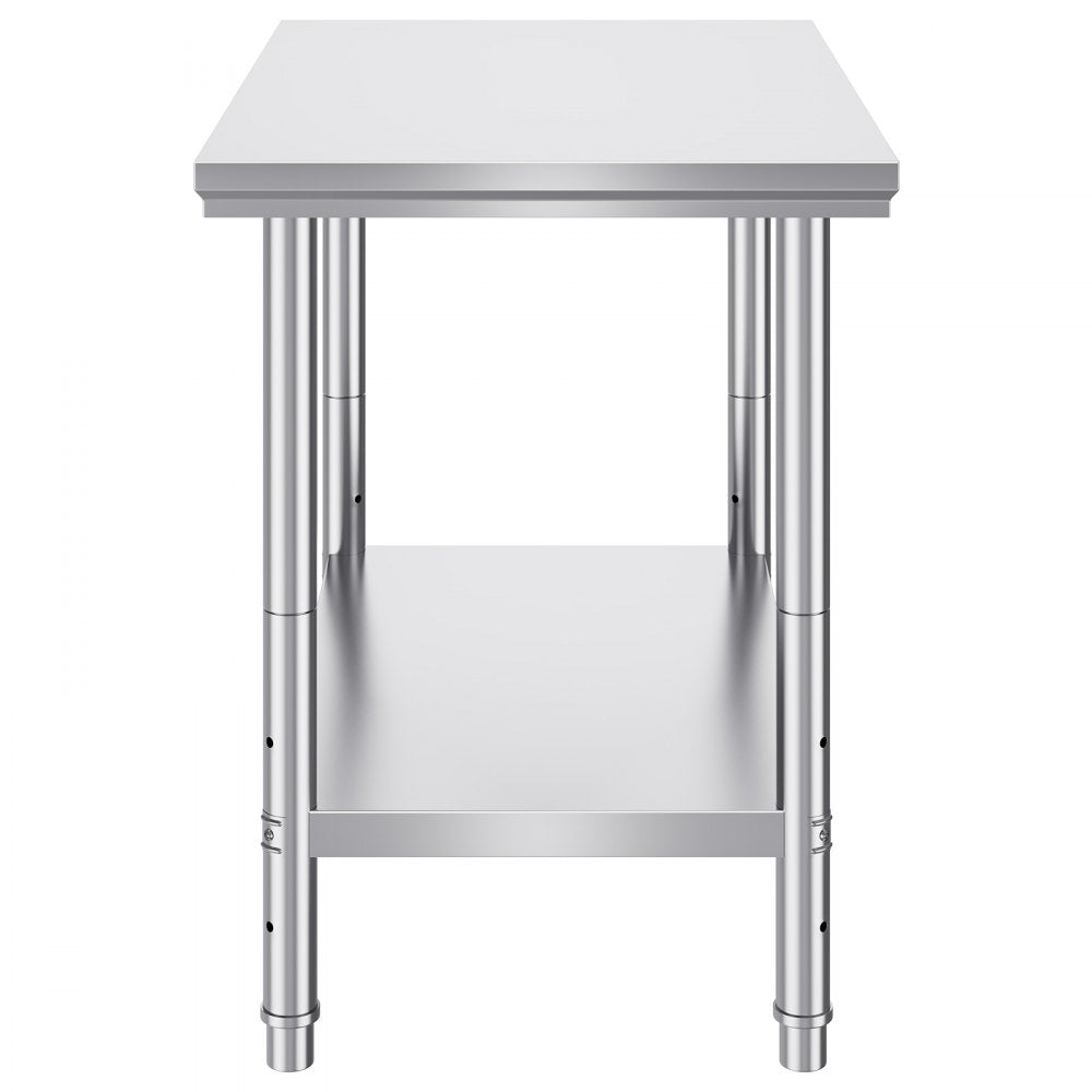 VEVOR Stainless Steel Work Table 24 x 36 x 32 Inch Commercial Kitchen Prep & Work Table Heavy Duty Prep Worktable Metal Work Table with Adjustable Feet for Restaurant, Home and Hotel 