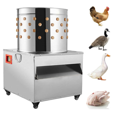 VEVOR Chicken Poultry Plucker 2200W 240R/min Turkey Chicken Poultry Plucking Machine 23.5inch Barrel Diameter Stainless Steel Feather Plucking Machine with Wheels Defeather Hair Removal Machine 