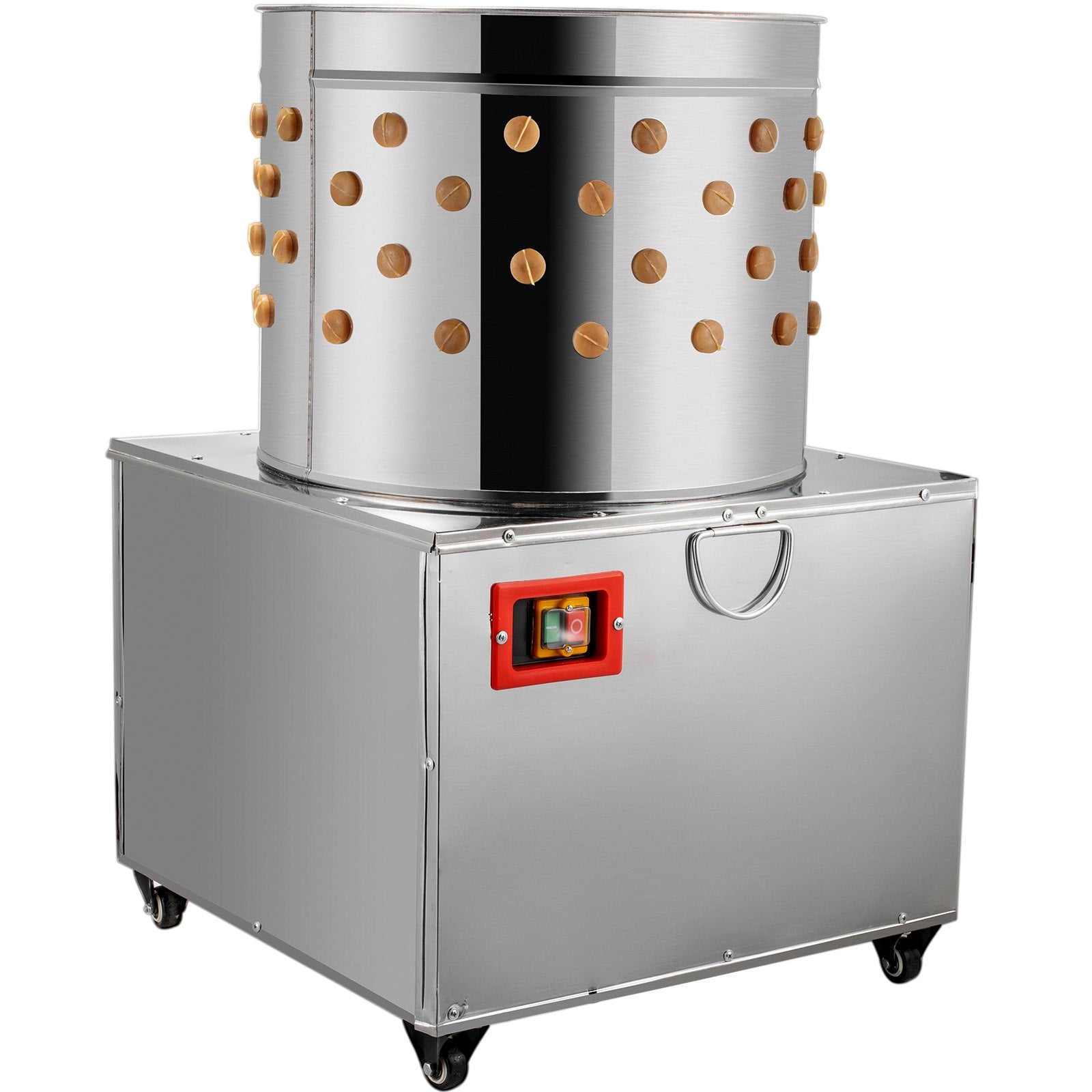 VEVOR Chicken Poultry Plucker 2200W 240R/min Turkey Chicken Poultry Plucking Machine 23.5inch Barrel Diameter Stainless Steel Feather Plucking Machine with Wheels Defeather Hair Removal Machine 