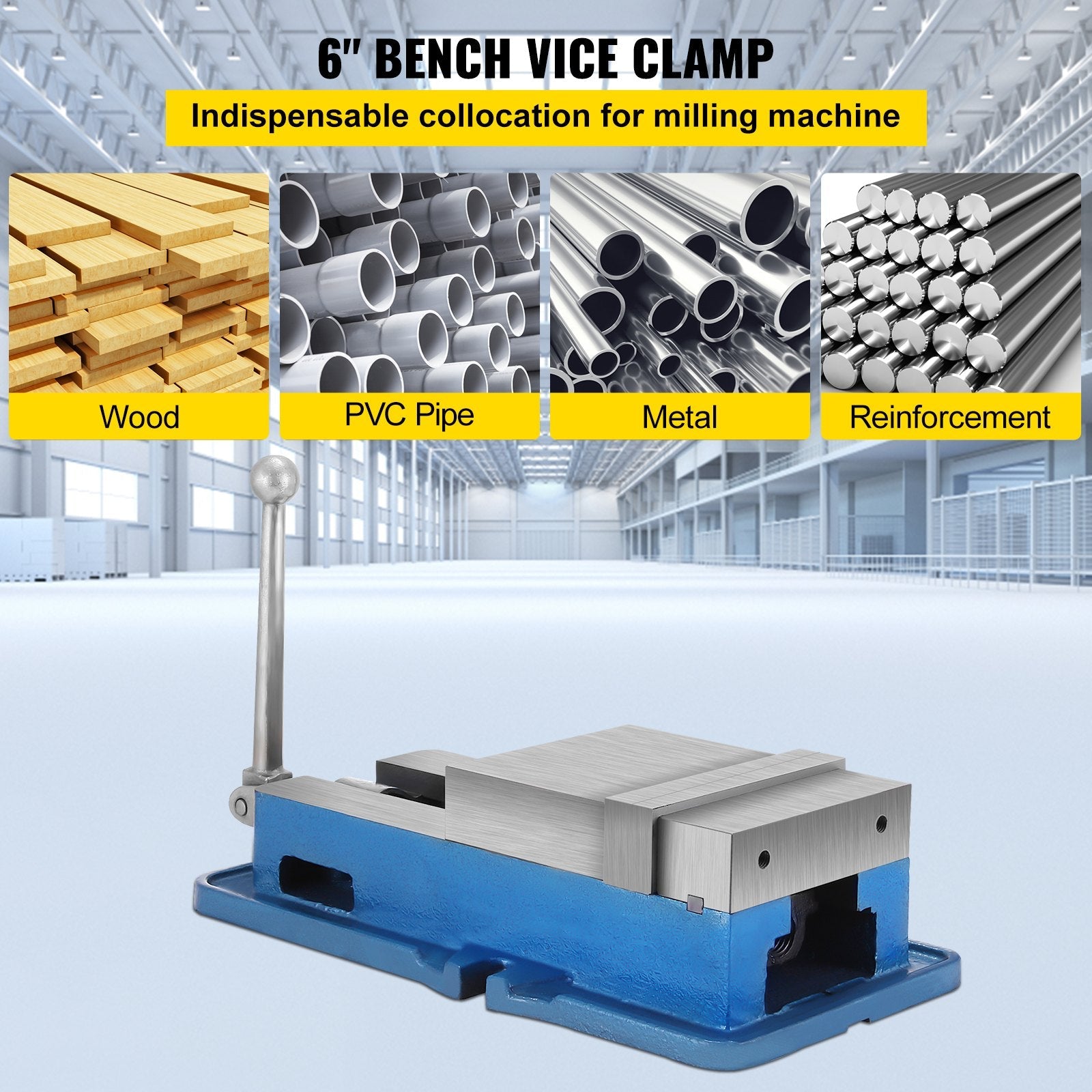 VEVOR 6 Inch ACCU Lock Down Vise Precision Milling Vice 6 Inch Jaw Width Drill Press Vise Milling Drilling Machine Bench Clamp Clamping Vice 