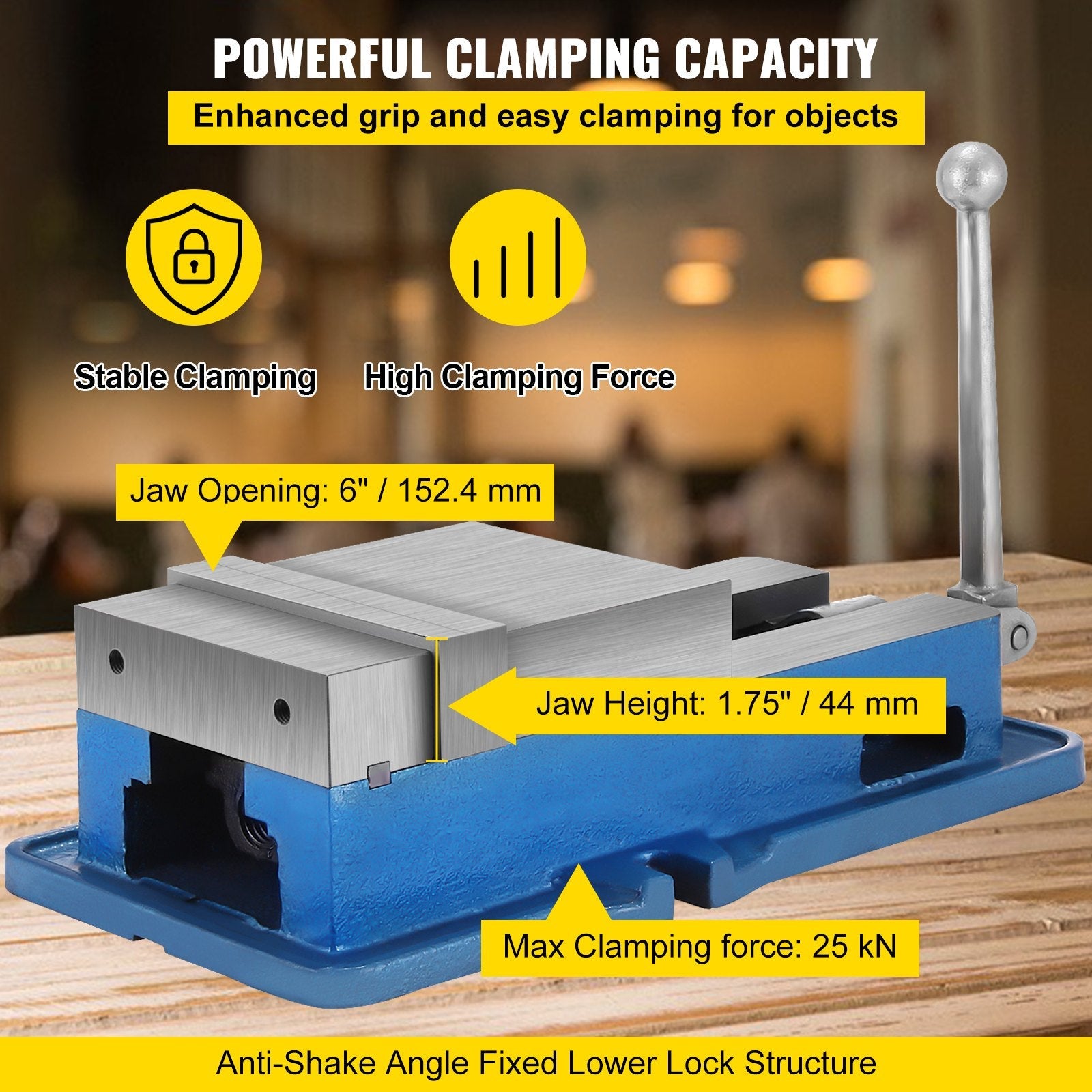 VEVOR 6 Inch ACCU Lock Down Vise Precision Milling Vice 6 Inch Jaw Width Drill Press Vise Milling Drilling Machine Bench Clamp Clamping Vice 