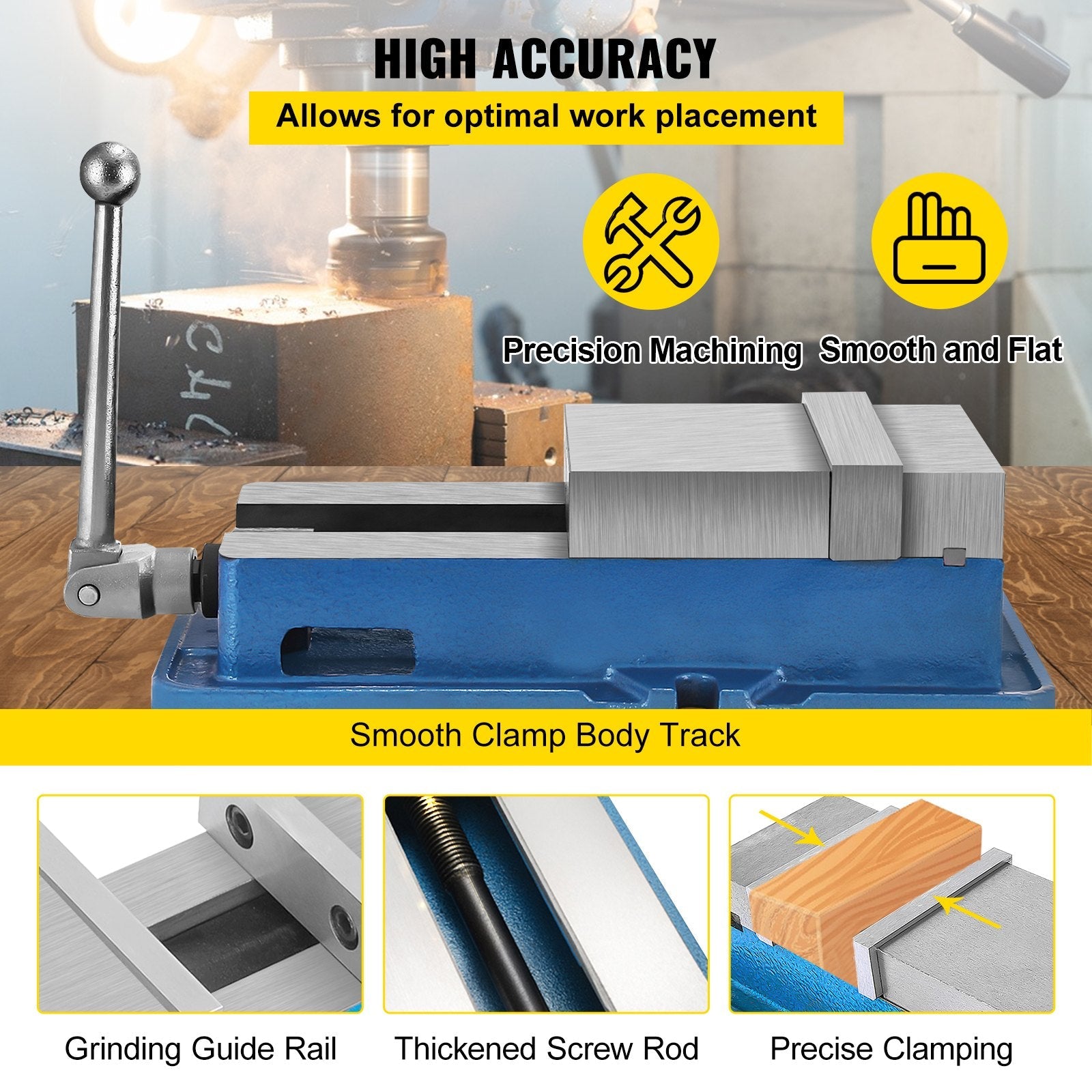VEVOR 6 Inch ACCU Lock Down Vise Precision Milling Vice 6 Inch Jaw Width Drill Press Vise Milling Drilling Machine Bench Clamp Clamping Vice 