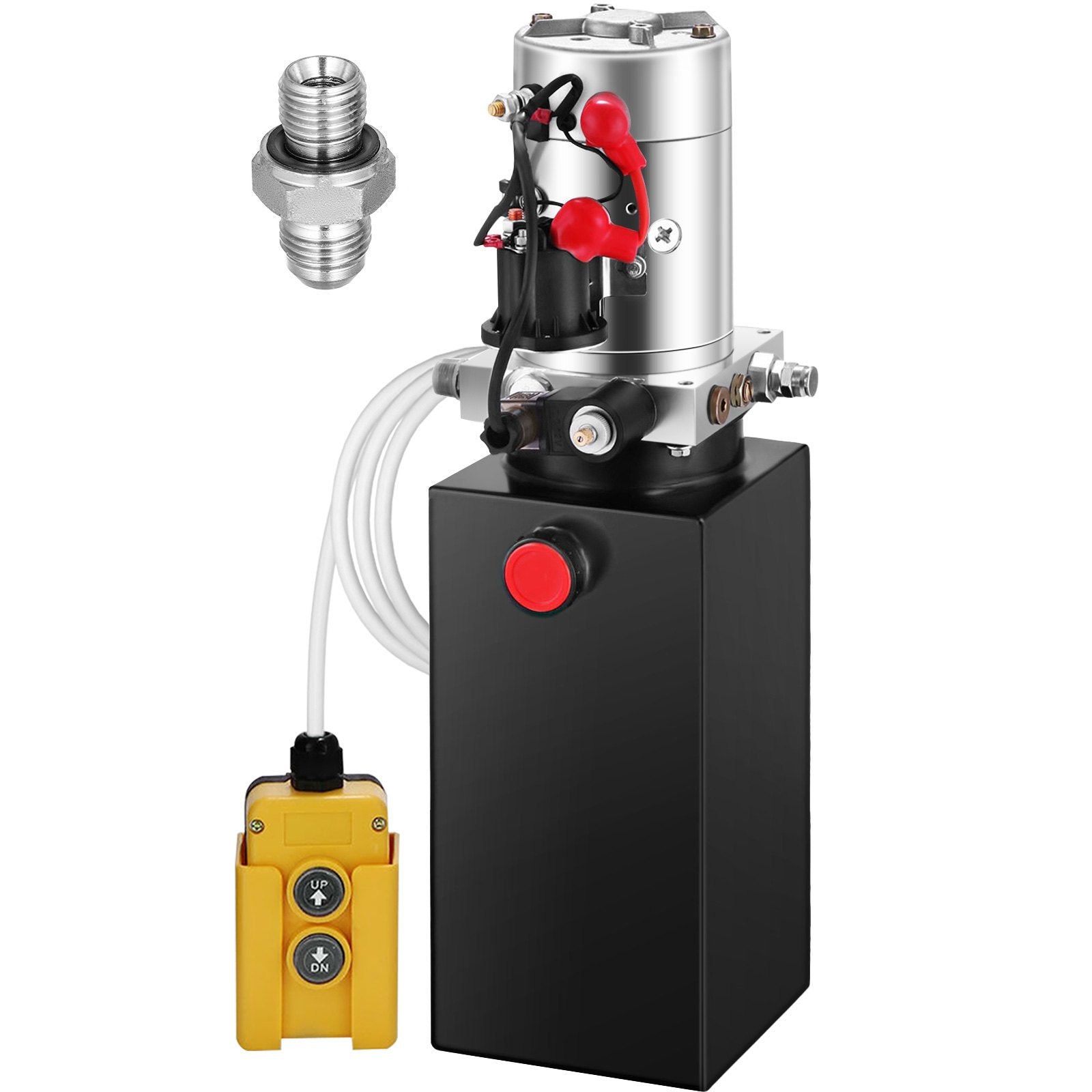 VEVOR 6 Quart Hydraulic Power Unit Steel Tank Hydraulic Pump Single Acting 3200 PSI Max 12V DC Power Unit for Dump Trailer Car Lifting 