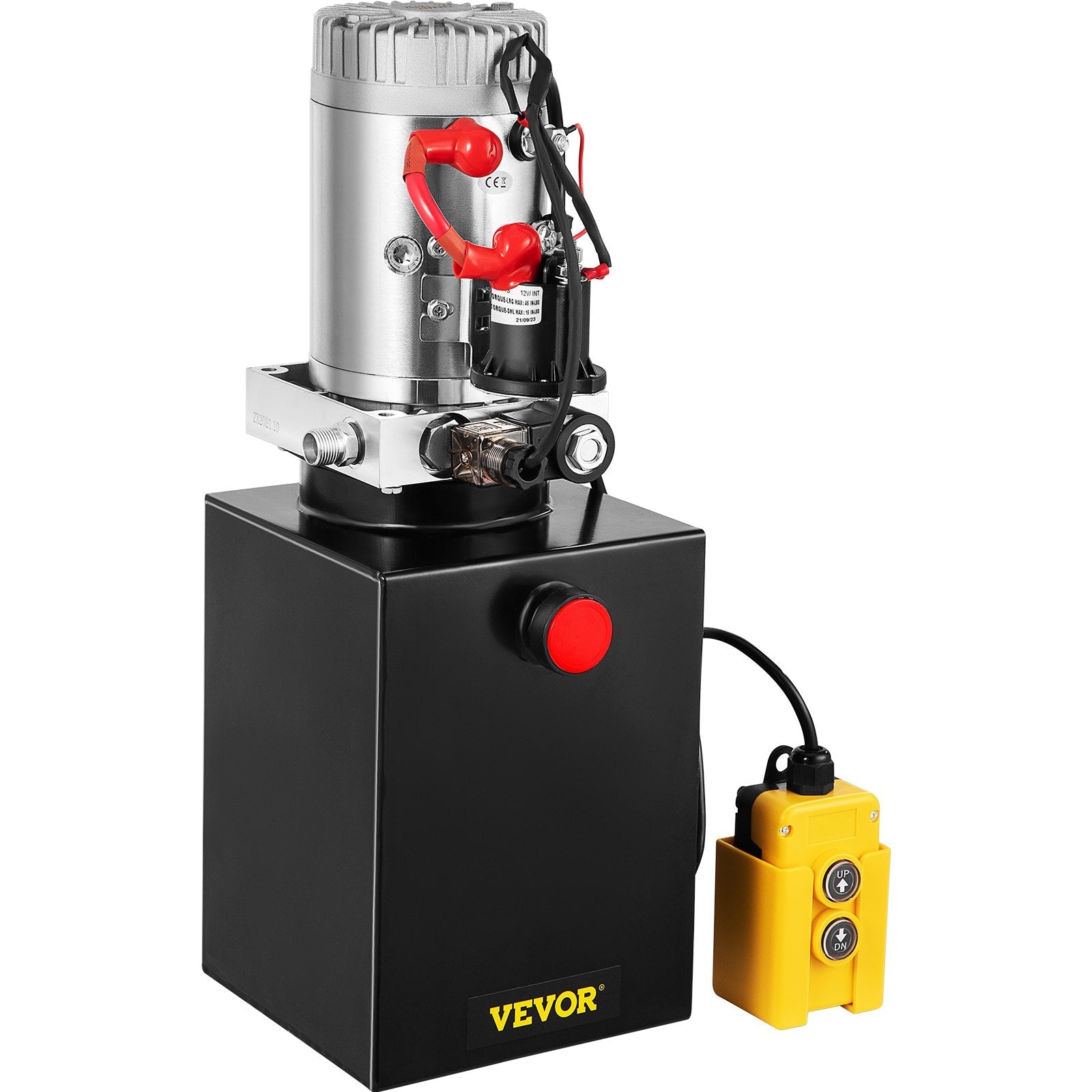 VEVOR 6 Quart Hydraulic Power Unit Steel Tank Hydraulic Pump Single Acting 3200 PSI Max 12V DC Power Unit for Dump Trailer Car Lifting 