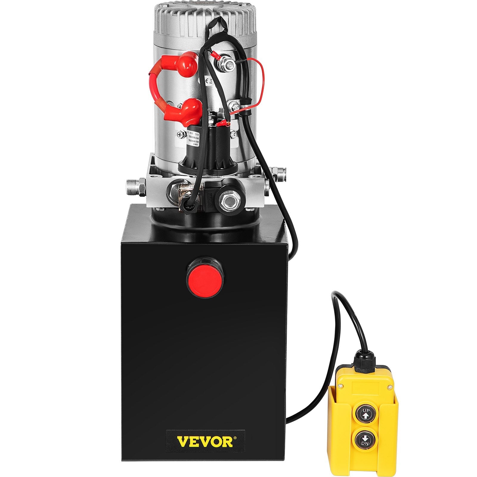 VEVOR 6 Quart Hydraulic Power Unit Steel Tank Hydraulic Pump Single Acting 3200 PSI Max 12V DC Power Unit for Dump Trailer Car Lifting 