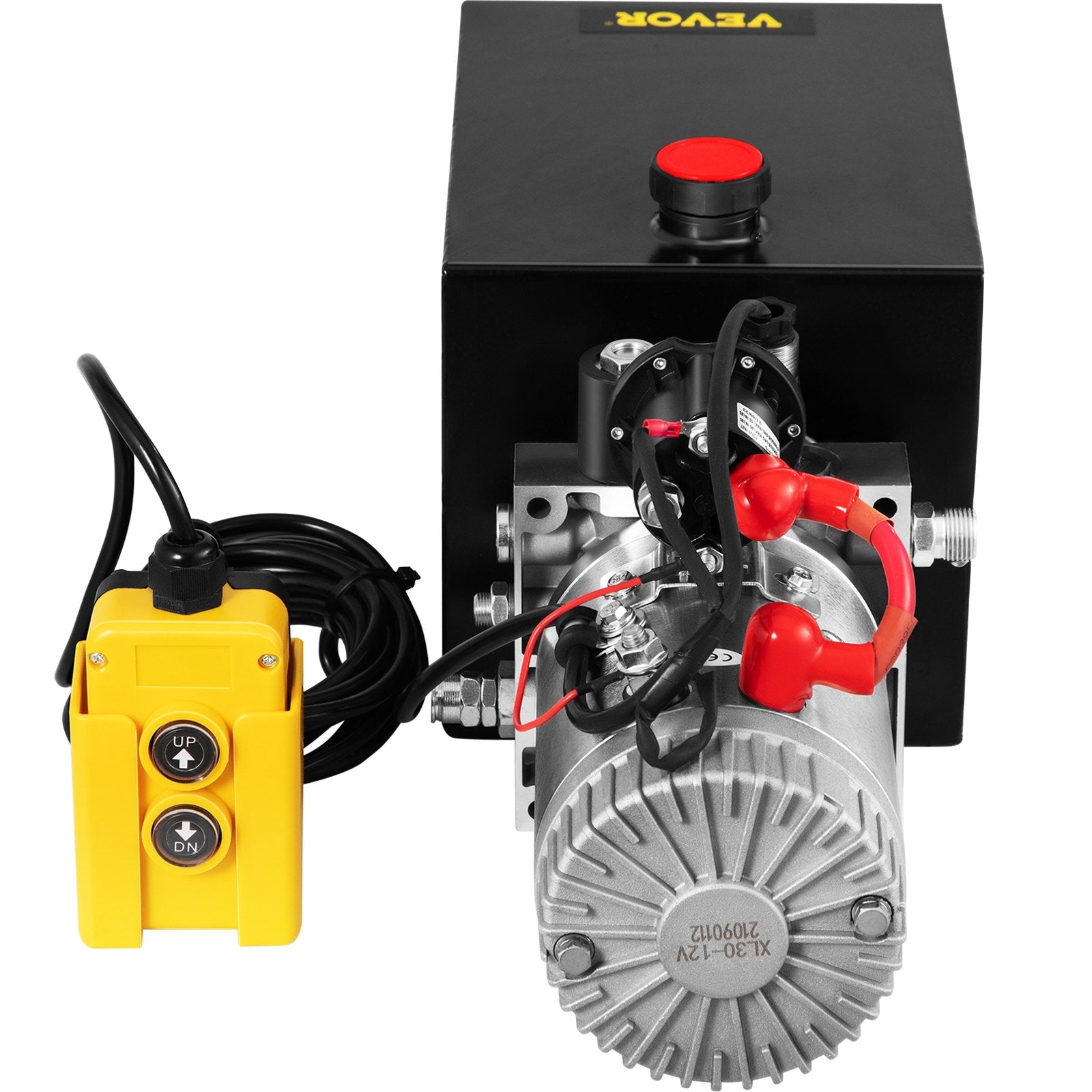 VEVOR 6 Quart Hydraulic Power Unit Steel Tank Hydraulic Pump Single Acting 3200 PSI Max 12V DC Power Unit for Dump Trailer Car Lifting 