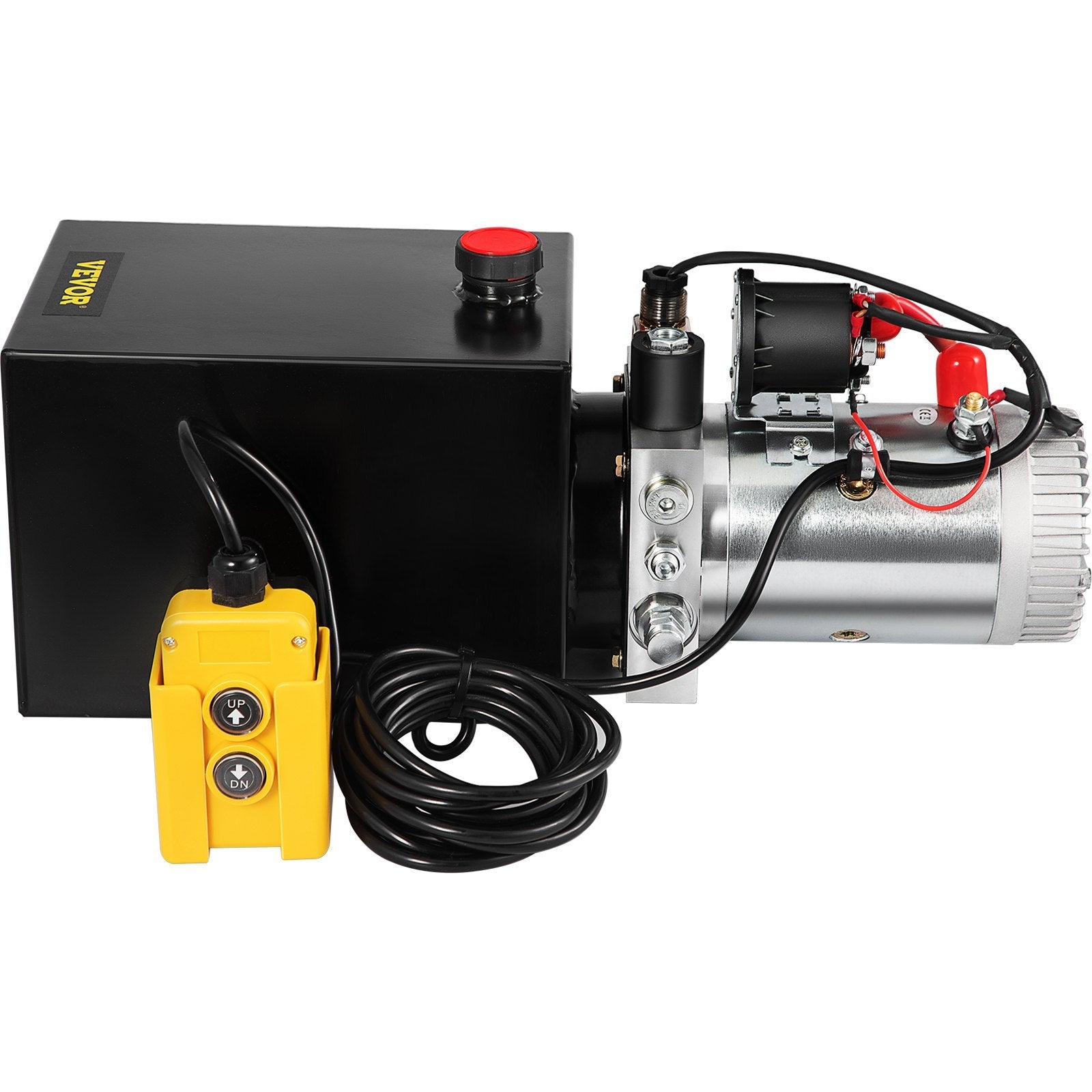 VEVOR 6 Quart Hydraulic Power Unit Steel Tank Hydraulic Pump Single Acting 3200 PSI Max 12V DC Power Unit for Dump Trailer Car Lifting 