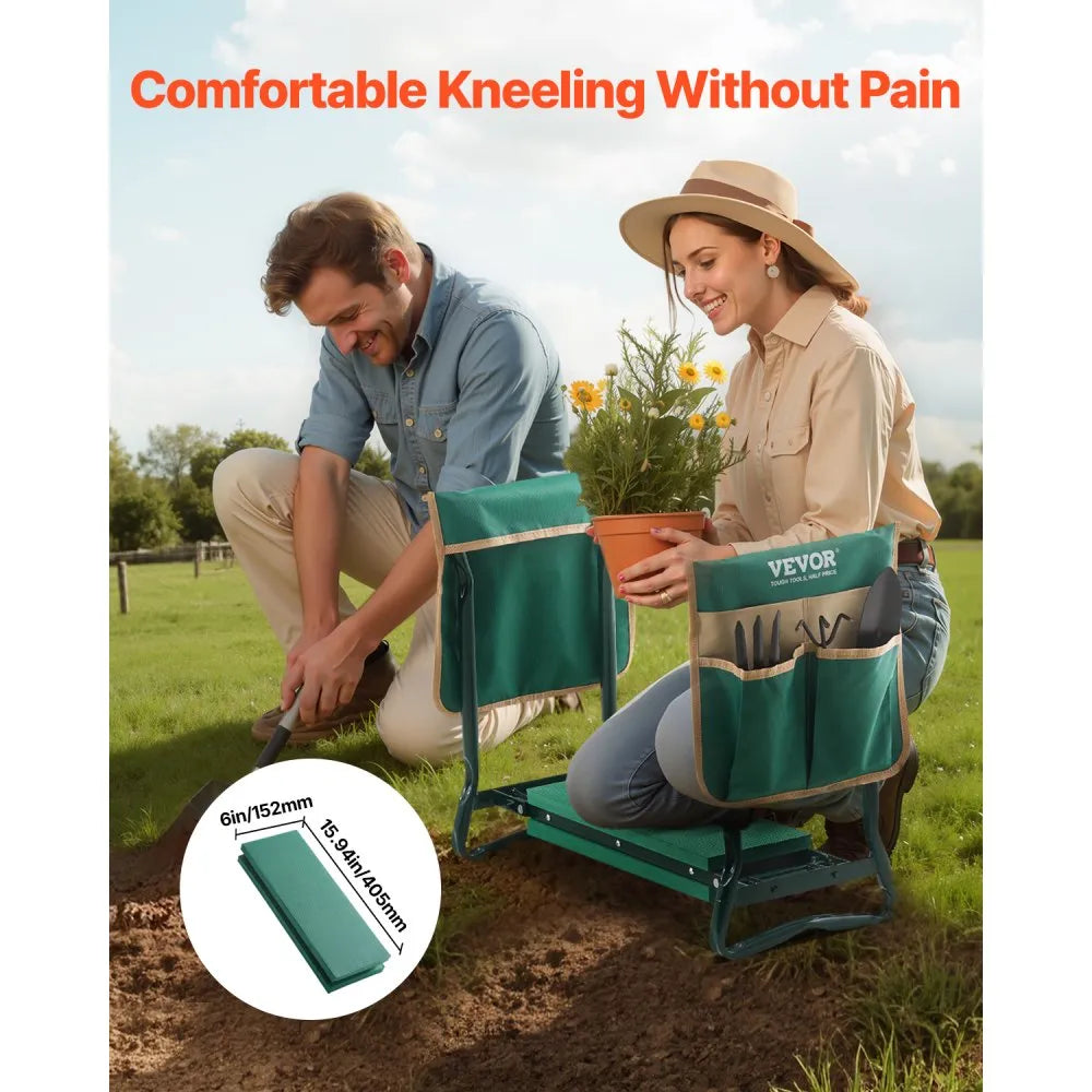 VEVOR Garden Kneeler and Seat 6" Wide Pad 330lbs Capacity Folding Garden Stool