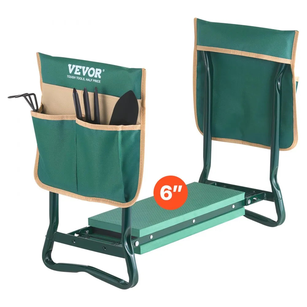 VEVOR Garden Kneeler and Seat 6" Wide Pad 330lbs Capacity Folding Garden Stool