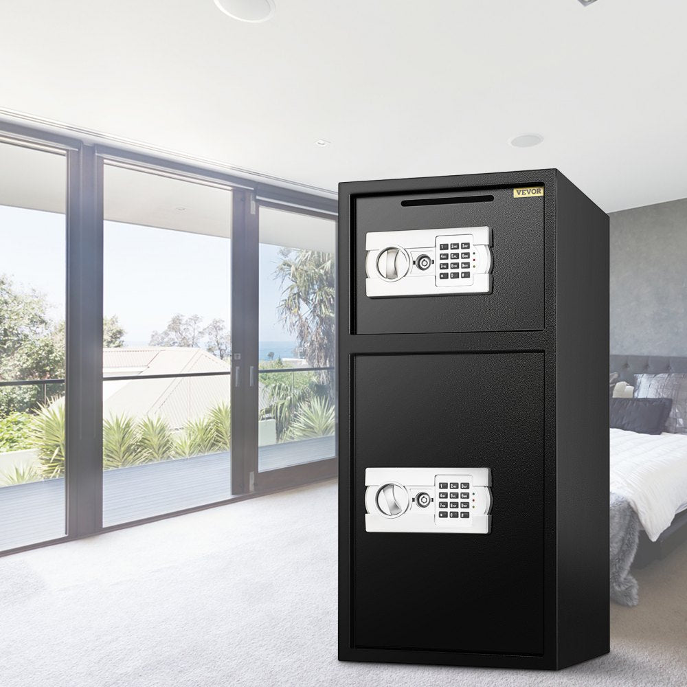 VEVOR 33" Digital Double Door Safe Depository Box Gun Safes Cash Office Security Lock Strong Iron Larger Digital Safe Box 