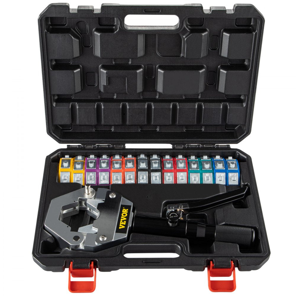 VEVOR Hydraulic Hose Crimper Hydra-Krimp 71500,Manual AC Hose Crimper Kit Air Conditioning Repaire Handheld,Hydraulic Hose Crimping Tool with 7 Die Set, for Barbed and Beaded Hose Fittings 