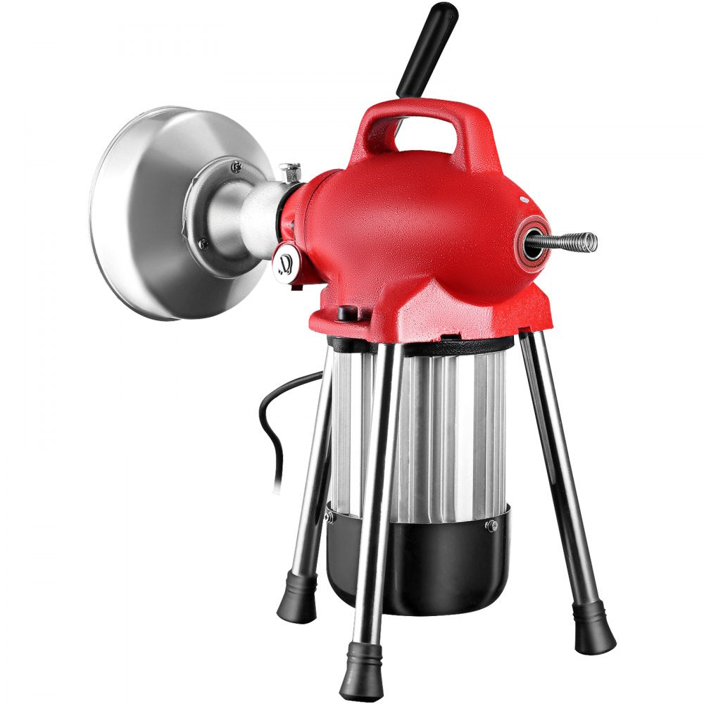 VEVOR Drain Cleaner Machine, 500W 3 Cables, Electric Drain Auger for 3/4\" to 4\" Pipes, Power Spin with Autofeed Function & 6 Cutters, Sewer Snake for Toilet, Sewer, Bathroom, Sink and Shower 