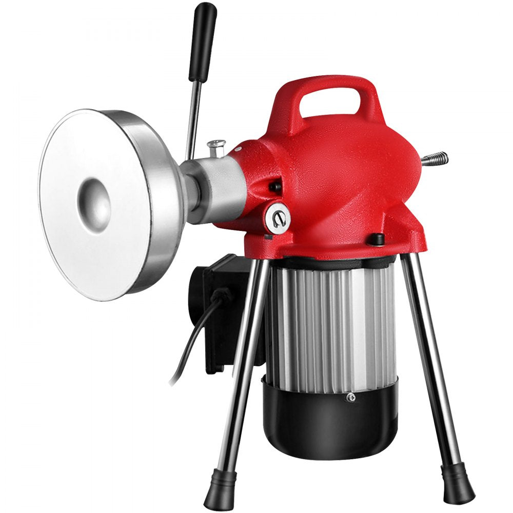 VEVOR Drain Cleaner Machine, 500W 3 Cables, Electric Drain Auger for 3/4\" to 4\" Pipes, Power Spin with Autofeed Function & 6 Cutters, Sewer Snake for Toilet, Sewer, Bathroom, Sink and Shower 
