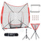 VEVOR 7x7 ft Baseball Softball Practice Net, Portable Baseball Training Net for Hitting Catching Pitching, Backstop Equipment with Bow Frame, Carry Bag, Strike Zone, 12 Balls, Tee, and Ball Collector