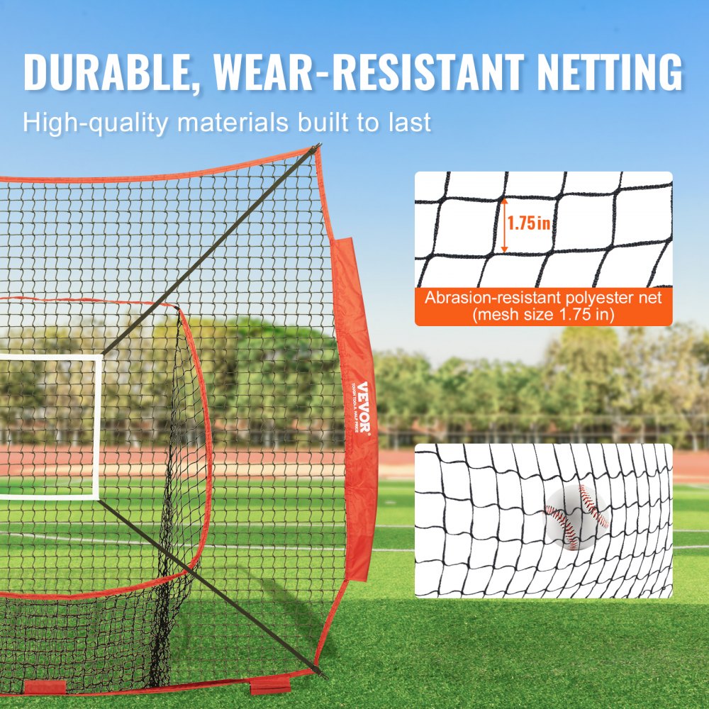VEVOR 7x7 ft Baseball Softball Practice Net, Portable Baseball Training Net for Hitting Batting Catching Pitching, Backstop Baseball Equipment Training Aids with Strike Zone 