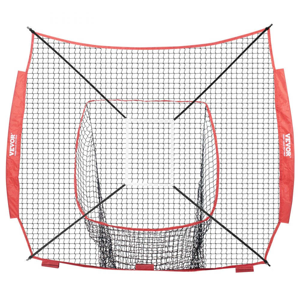 VEVOR 7x7 ft Baseball Softball Practice Net, Portable Baseball Training Net for Hitting Batting Catching Pitching, Backstop Baseball Equipment Training Aids with Strike Zone 