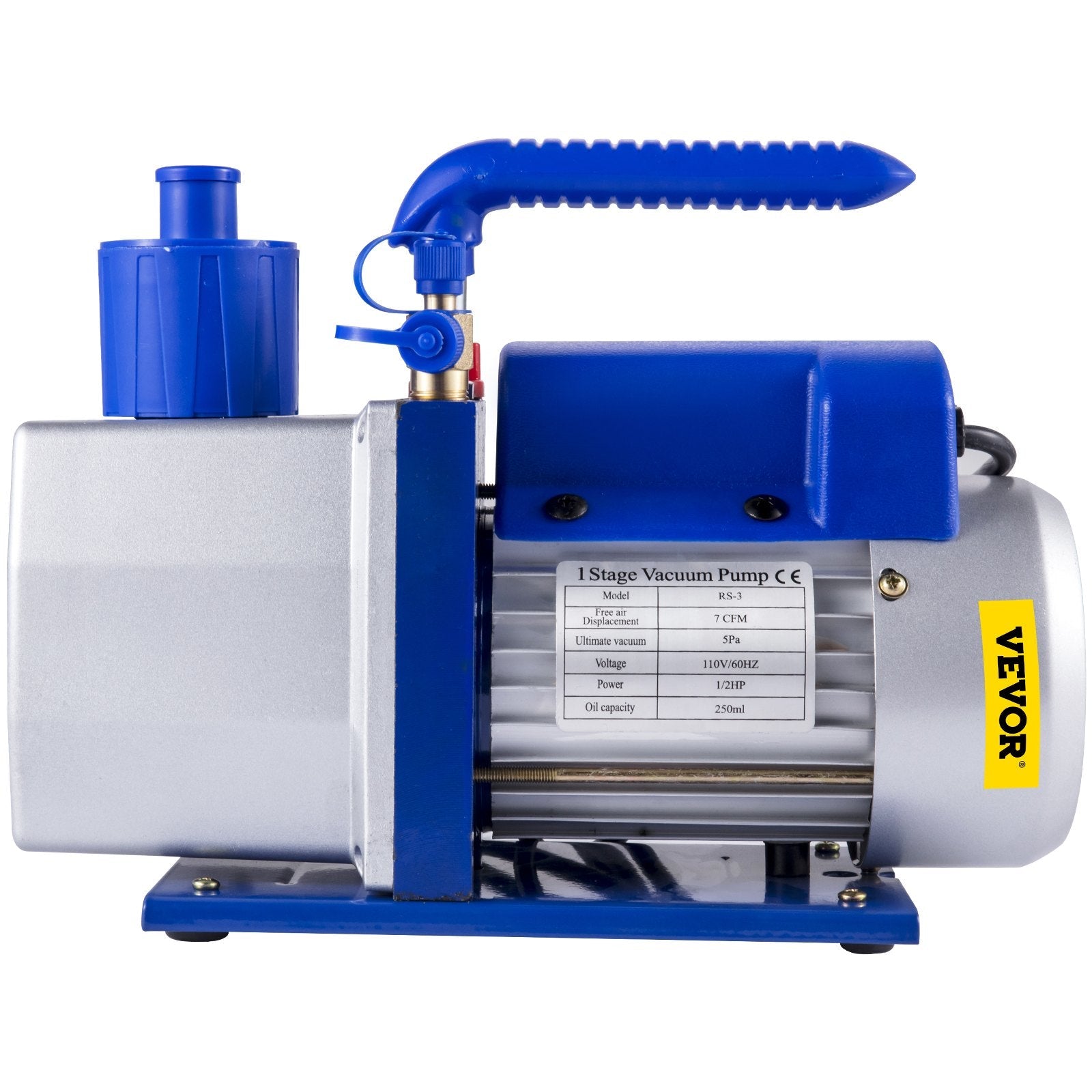 VEVOR Vacuum Pump 7 CFM 1/2 HP 1 Stage Ultimate Vacuum Refrigerant HVAC Air Tool 110V 5PA Air Conditioning Pump for Automobile Reparation Vacuum Evacuation 
