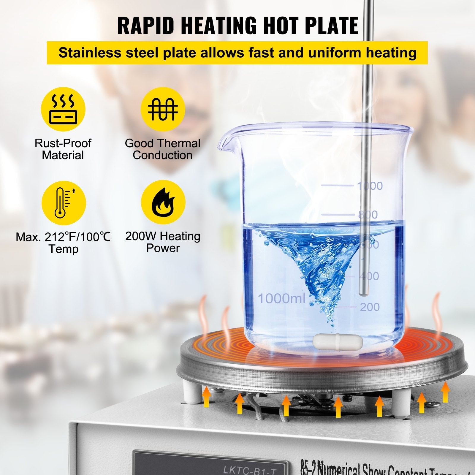 VEVOR 85-2 Magnetic Mixer Hotplate 1000ml Magnetic Heating Plate Magnetic Stirrer with Hotplate 110V Magnetic Stirring Mixer 