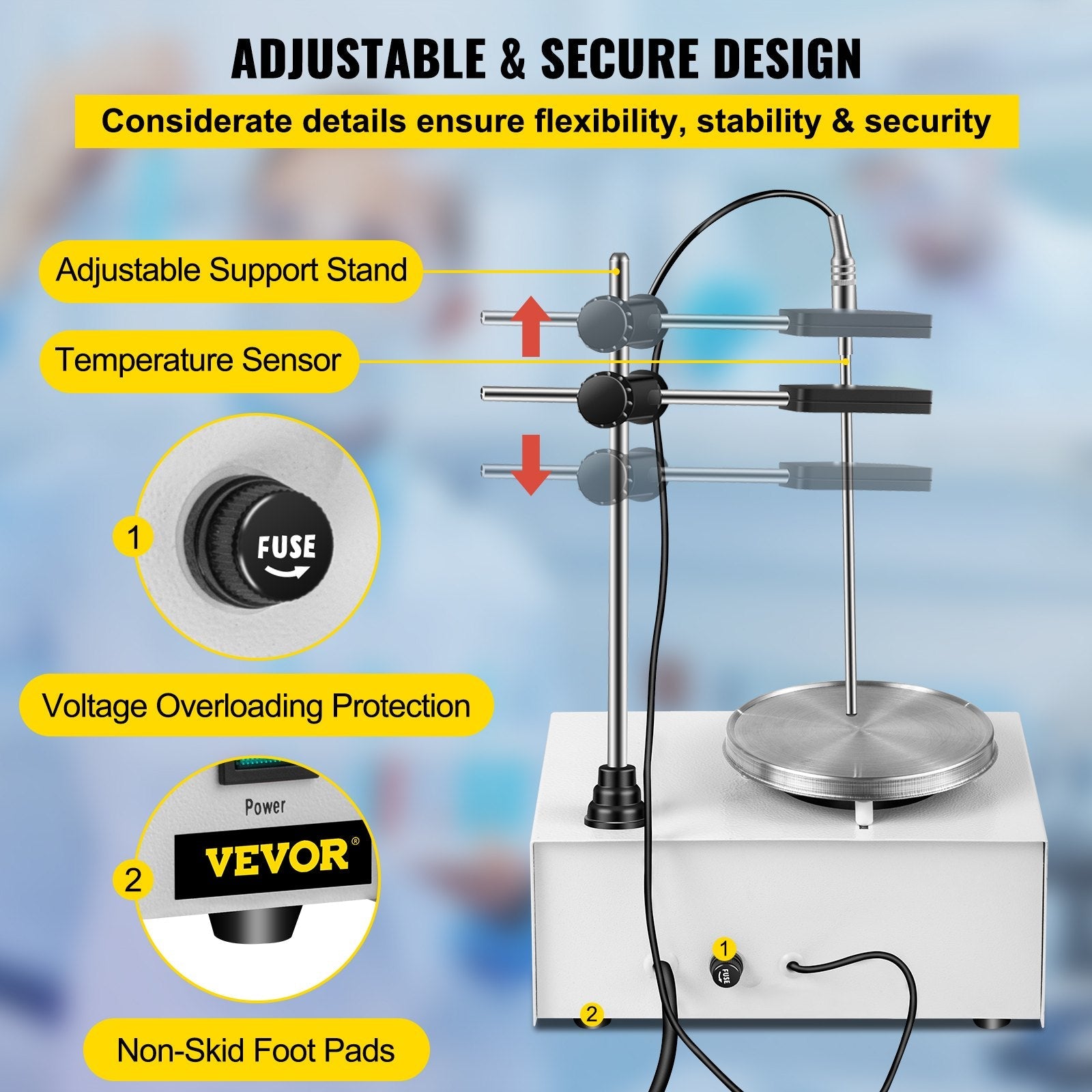 VEVOR 85-2 Magnetic Mixer Hotplate 1000ml Magnetic Heating Plate Magnetic Stirrer with Hotplate 110V Magnetic Stirring Mixer 