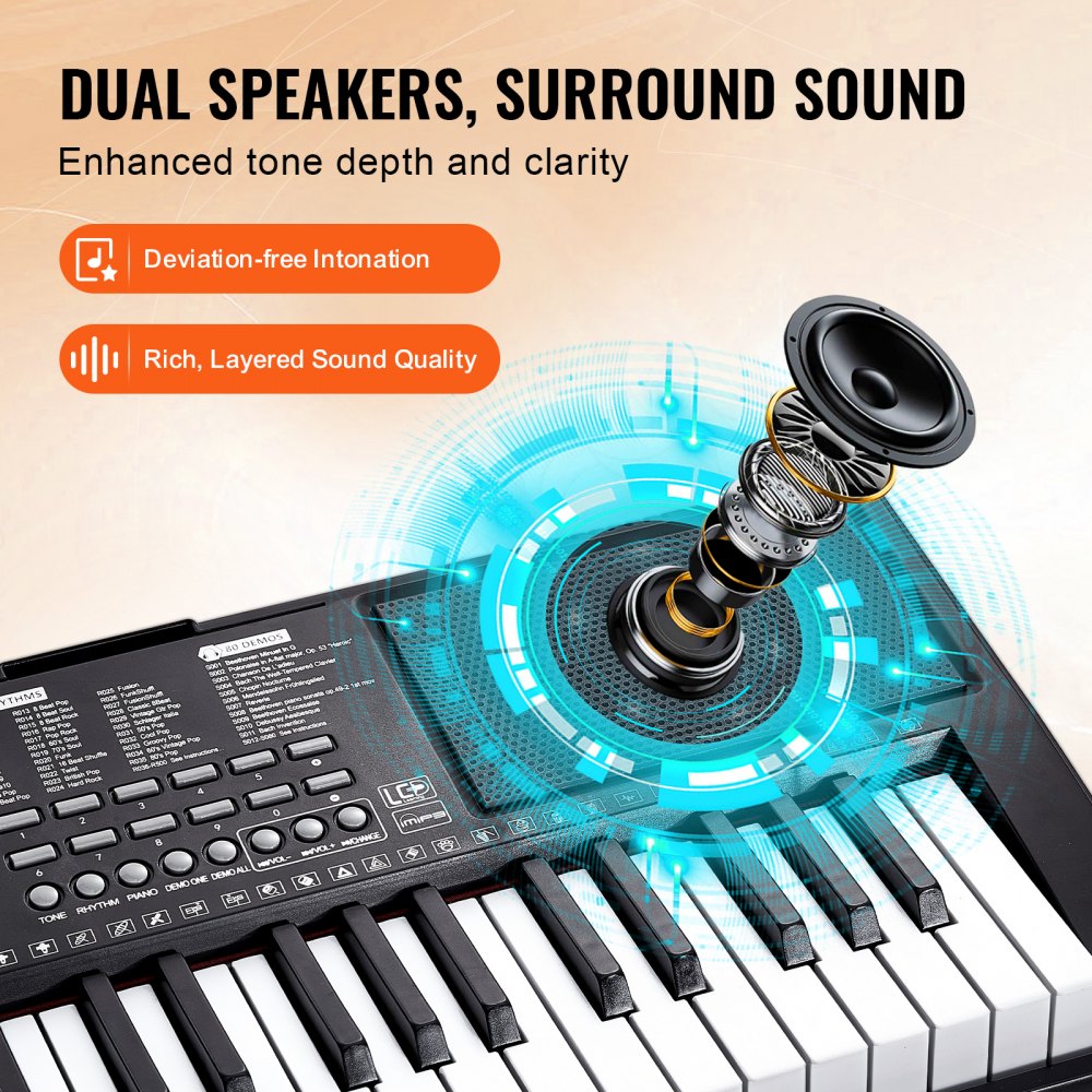 VEVOR 88 Key Digital Piano Keyboard Semi Weighted Electric Portable with Stand 