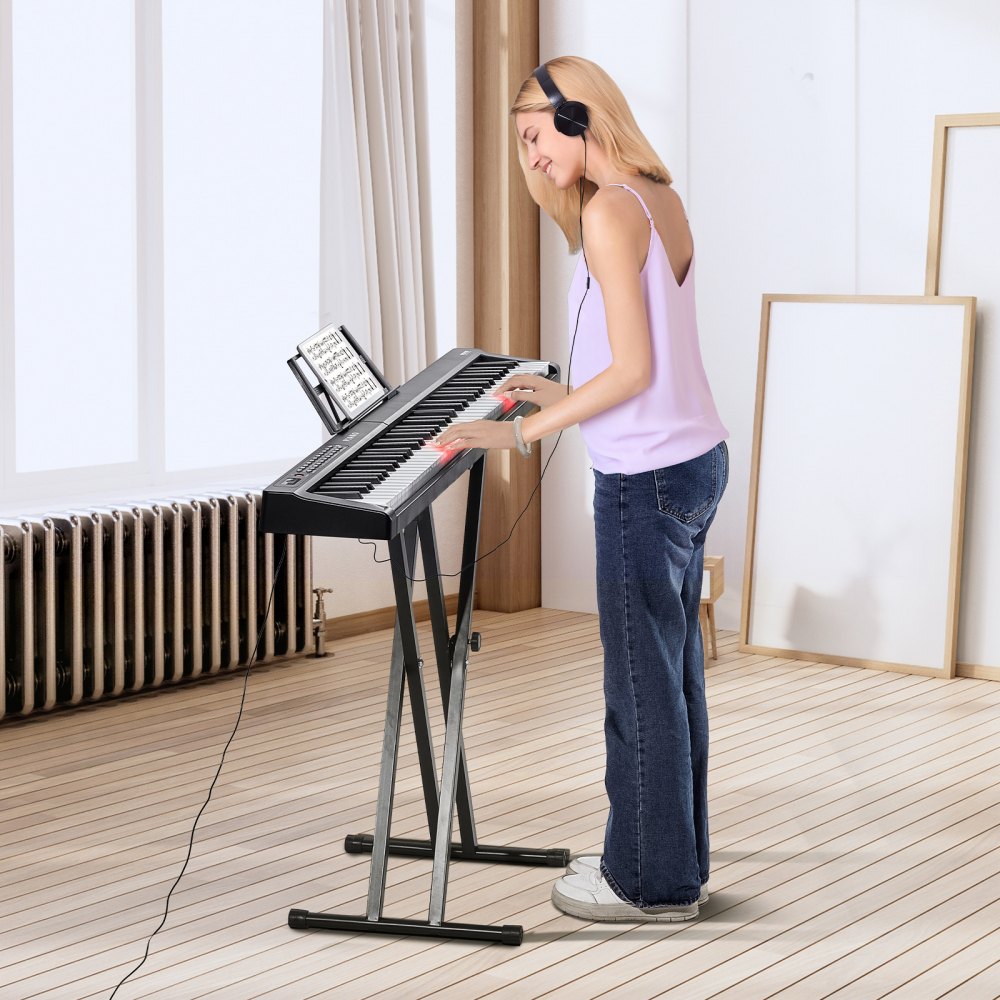 VEVOR 88 Key Digital Piano Keyboard Semi Weighted Electric Portable with Stand 