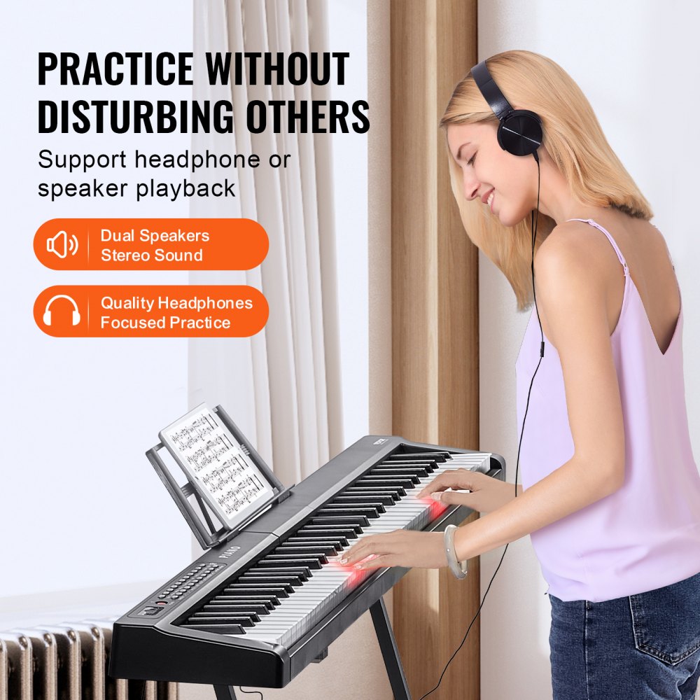 VEVOR 88 Key Digital Piano Keyboard Semi Weighted Full Size Electric Portable 