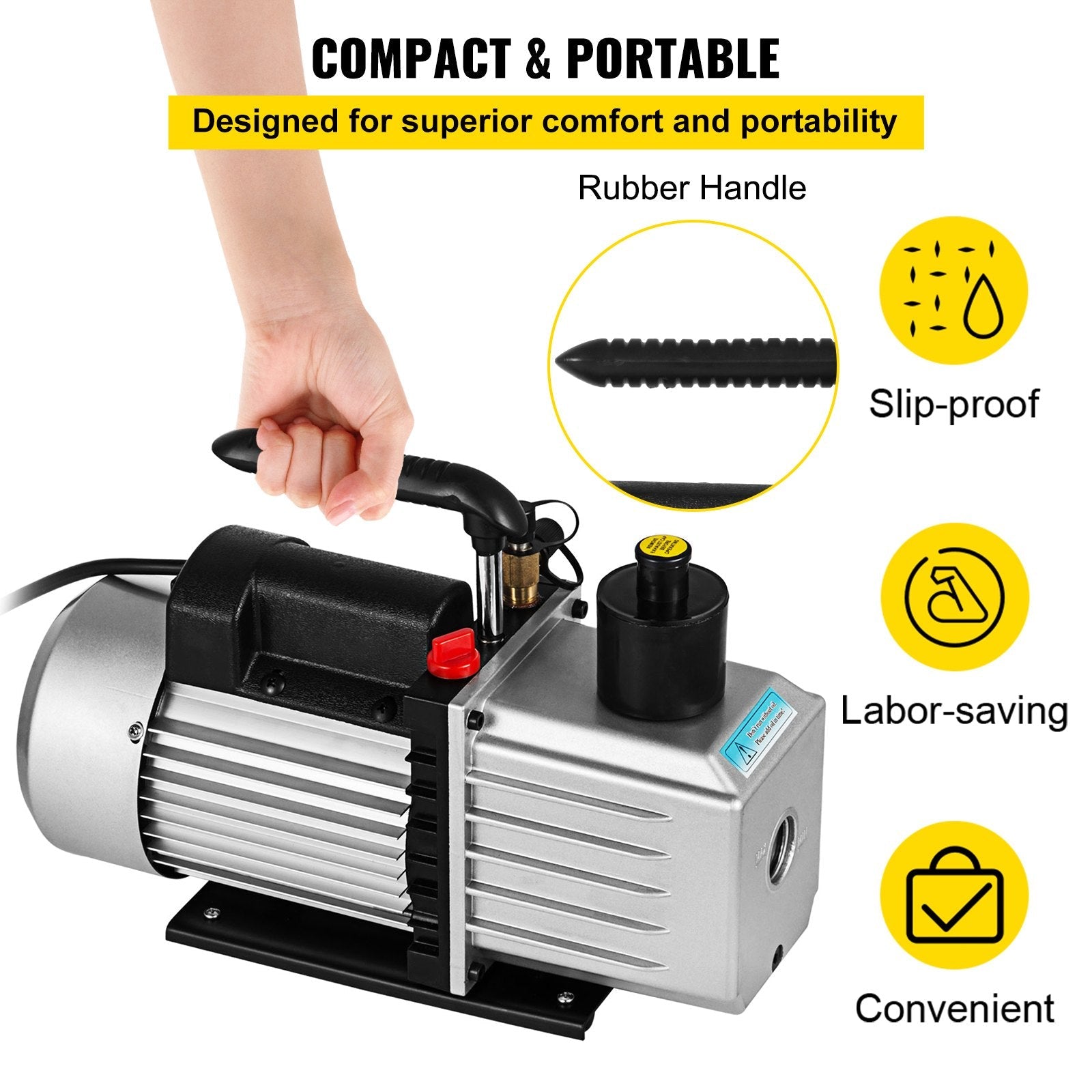 VEVOR Vacuum Pump 8CFM 1 HP Two Stage Air Conditioning Vacuum Pump 110V 0.3PA Ultimate Vacuum Refrigerant HVAC Air Tool for Automobile Reparation Vacuum Evacuation (2-Stage, 8CFM) 