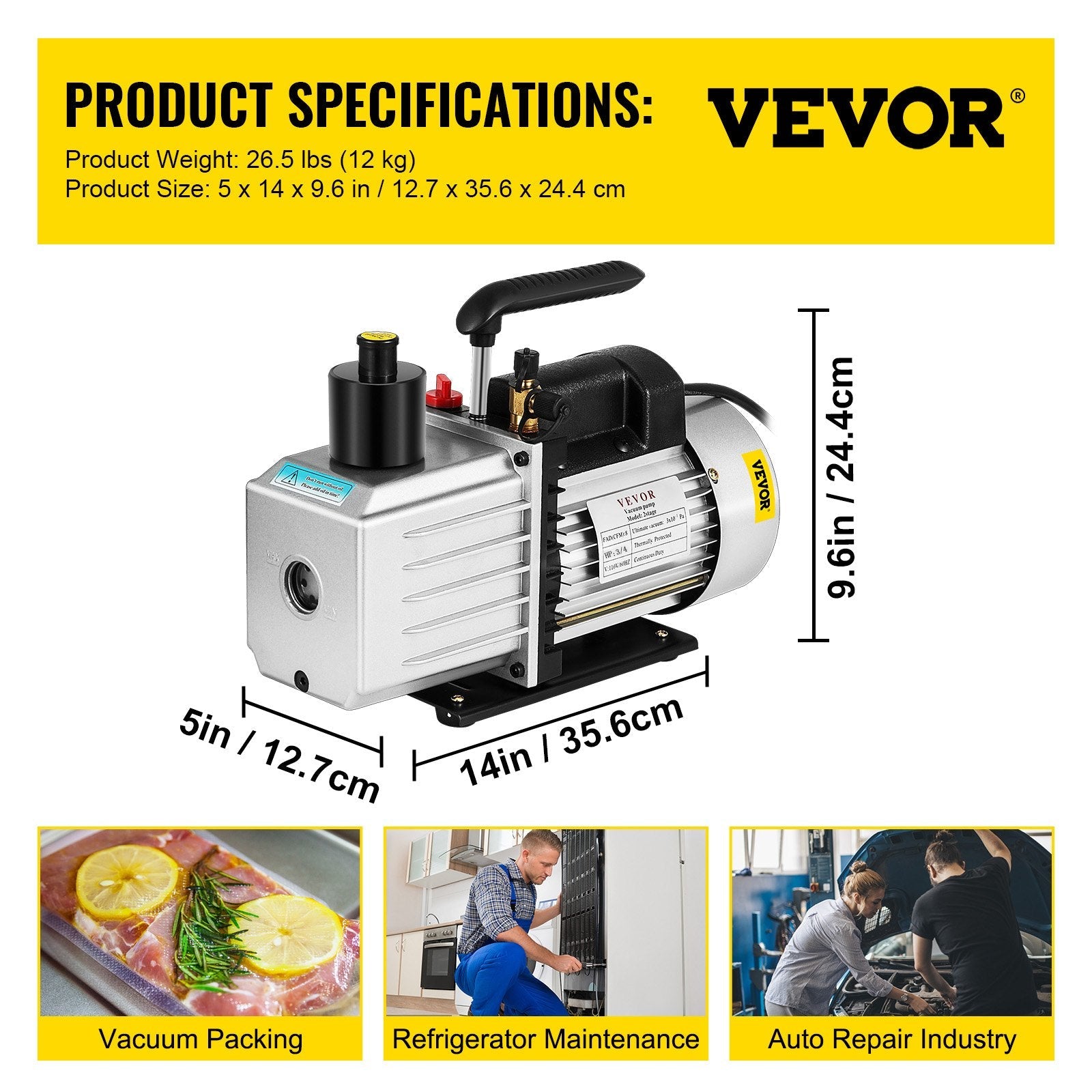 VEVOR Vacuum Pump 8CFM 1 HP Two Stage Air Conditioning Vacuum Pump 110V 0.3PA Ultimate Vacuum Refrigerant HVAC Air Tool for Automobile Reparation Vacuum Evacuation (2-Stage, 8CFM) 
