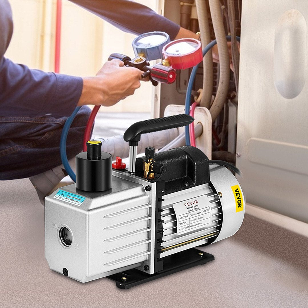 VEVOR Vacuum Pump 8CFM 1 HP Two Stage Air Conditioning Vacuum Pump 110V 0.3PA Ultimate Vacuum Refrigerant HVAC Air Tool for Automobile Reparation Vacuum Evacuation (2-Stage, 8CFM) 